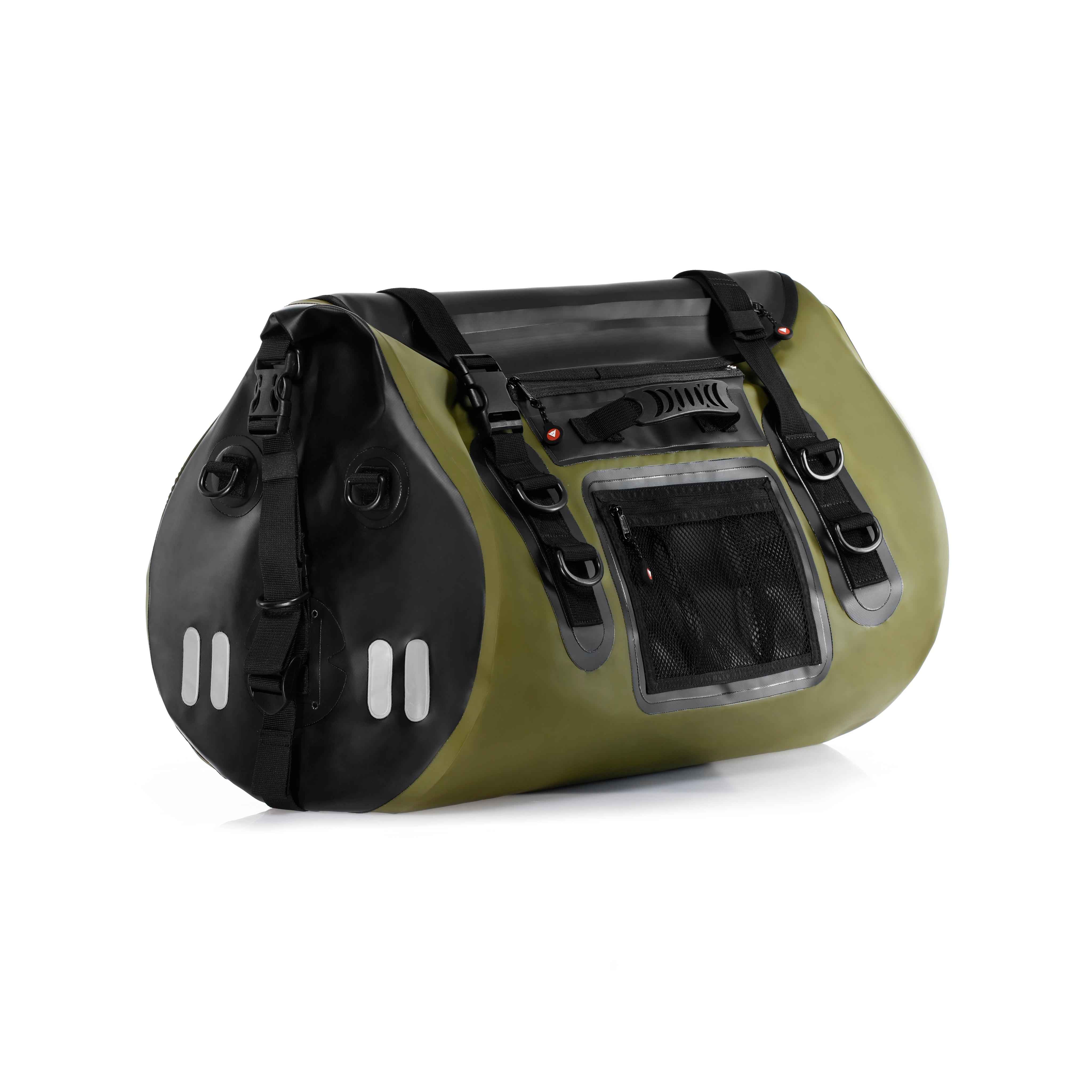 DUFFLE EXPLORER - MOTORCYCLE WATERPROOF DUFFEL BAG (60 LT)  - BLACK/GREEN - 2