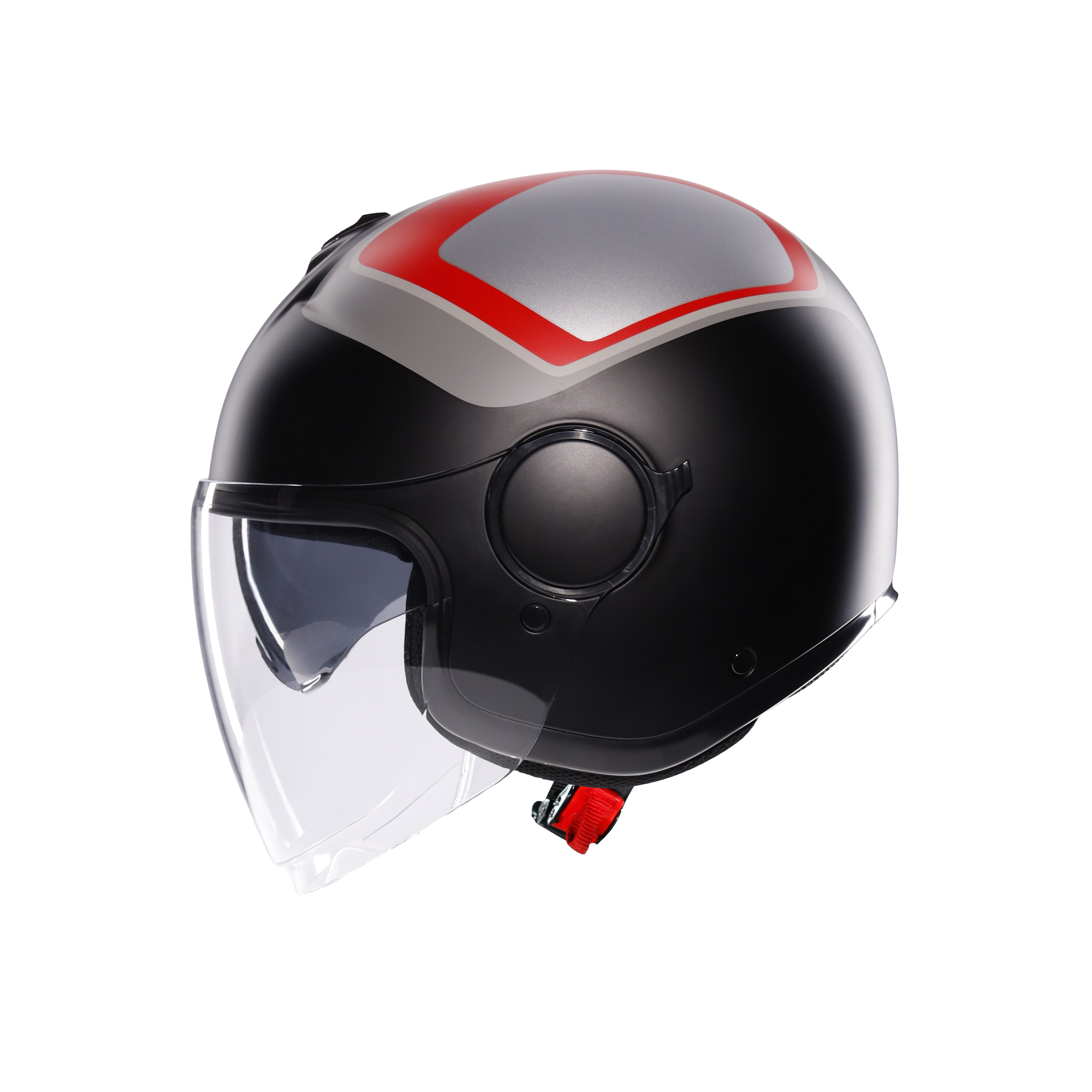 ETERES SCAGLIERI MATT GREY/RED - CASQUE MOTO JET E2206 -  - 2
