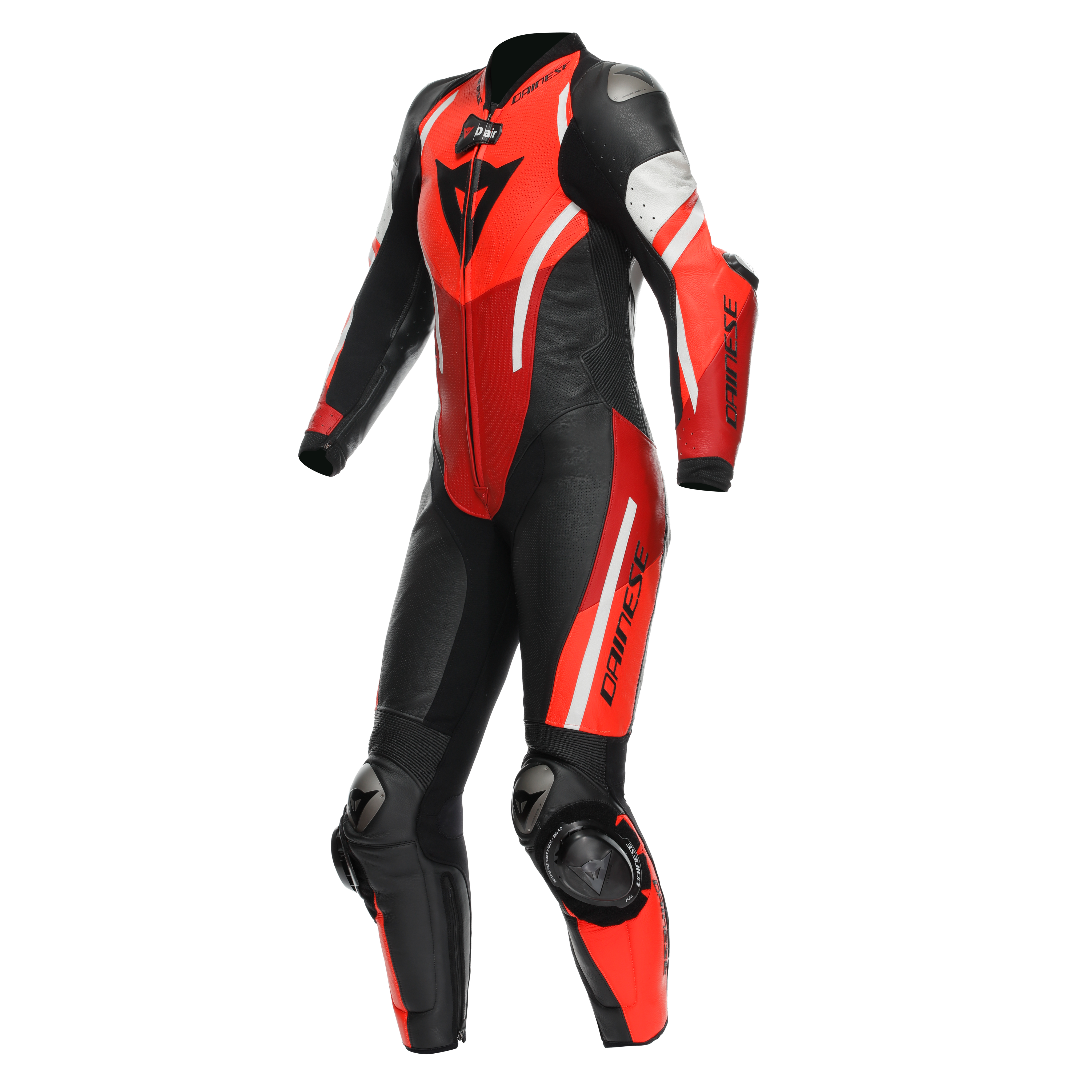 MISANO 3 D-AIR&reg; - DAMEN EINTEILIGE PERFORIERTE LEDERKOMBI - BLACK/RED/FLUO-RED - 1