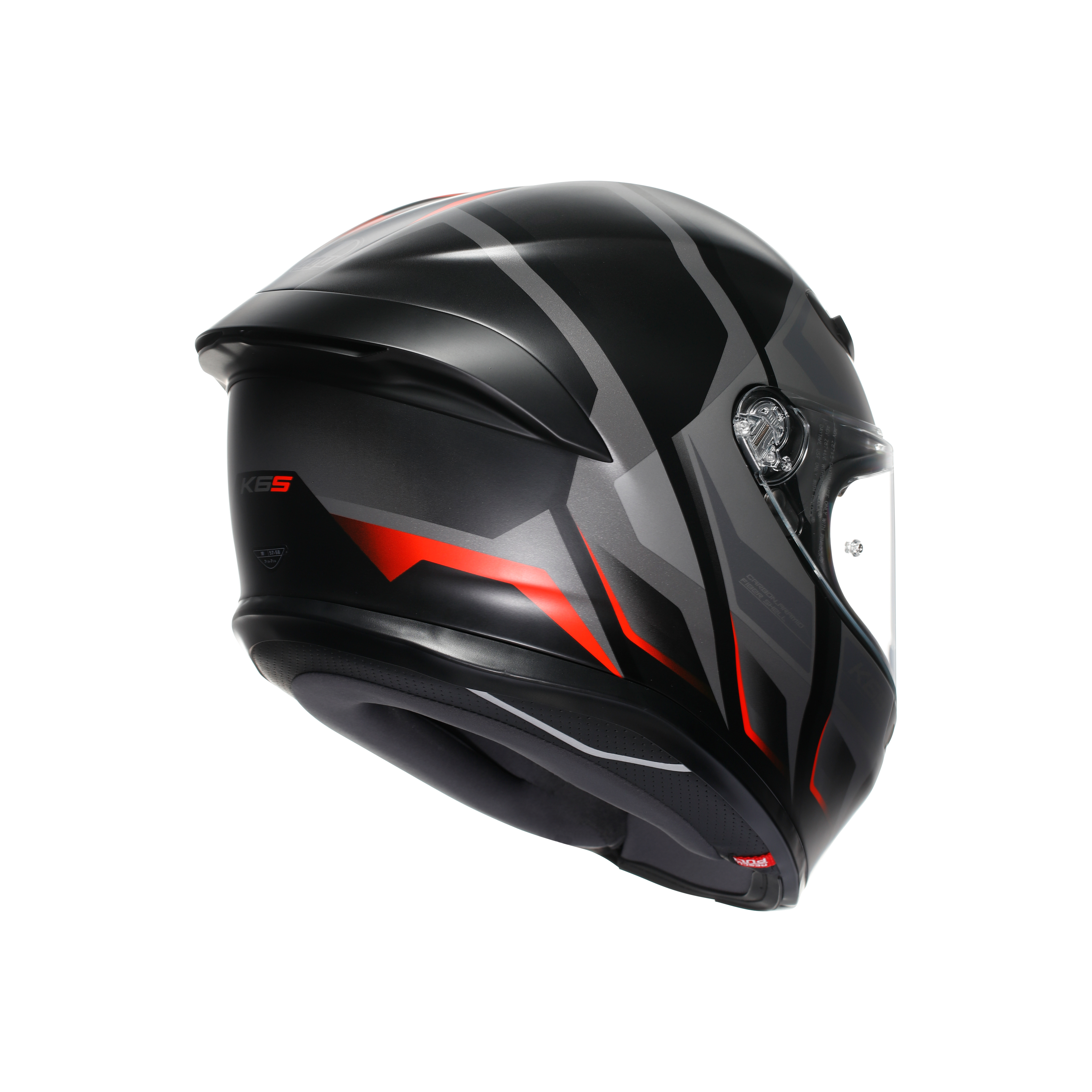 K6 S KARVE MATT BLACK/GREY/RED - MOTORBIKE FULL FACE HELMET DOT (E2206) -  - 4