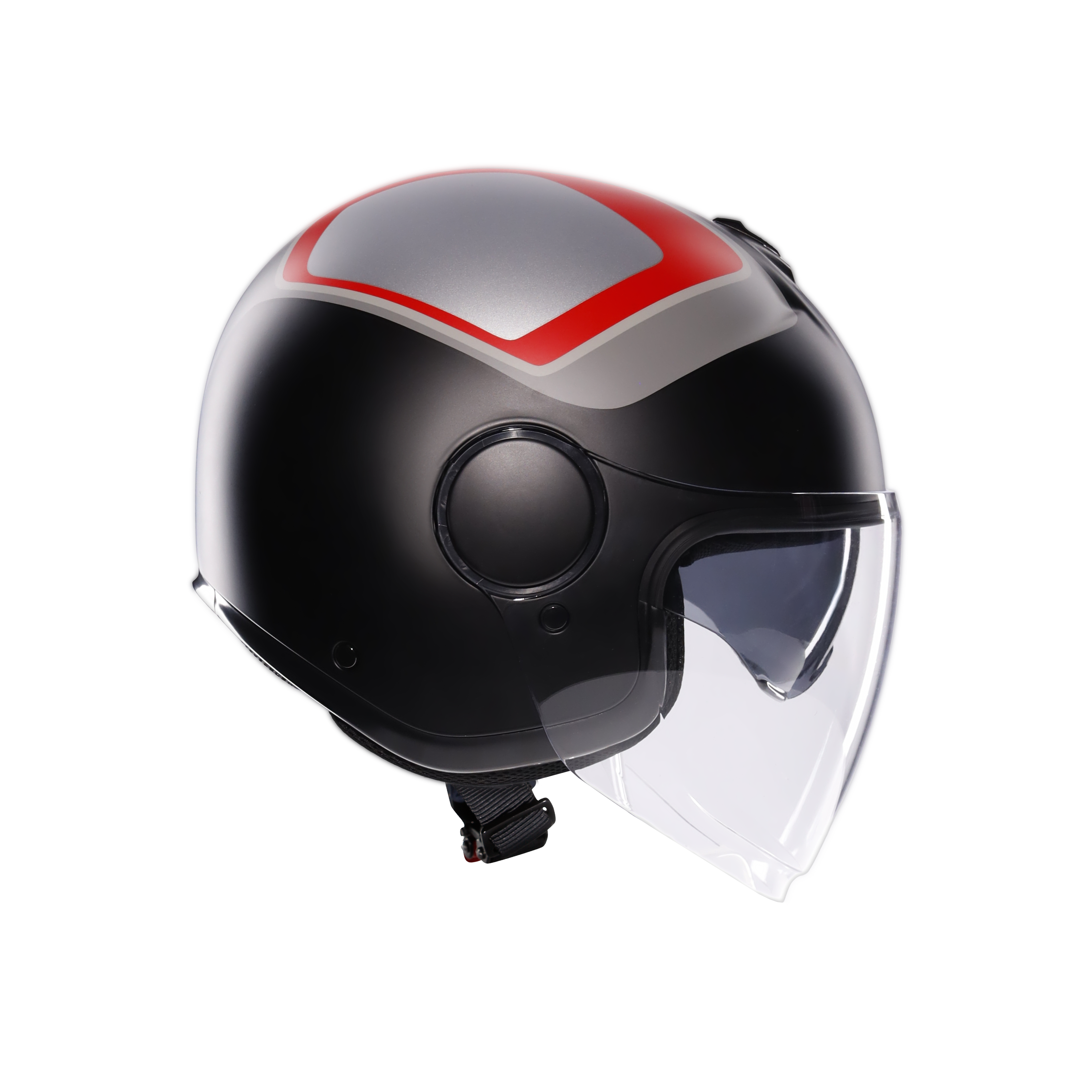 ETERES SCAGLIERI MATT GREY/RED - CASQUE MOTO JET E2206 -  - 1