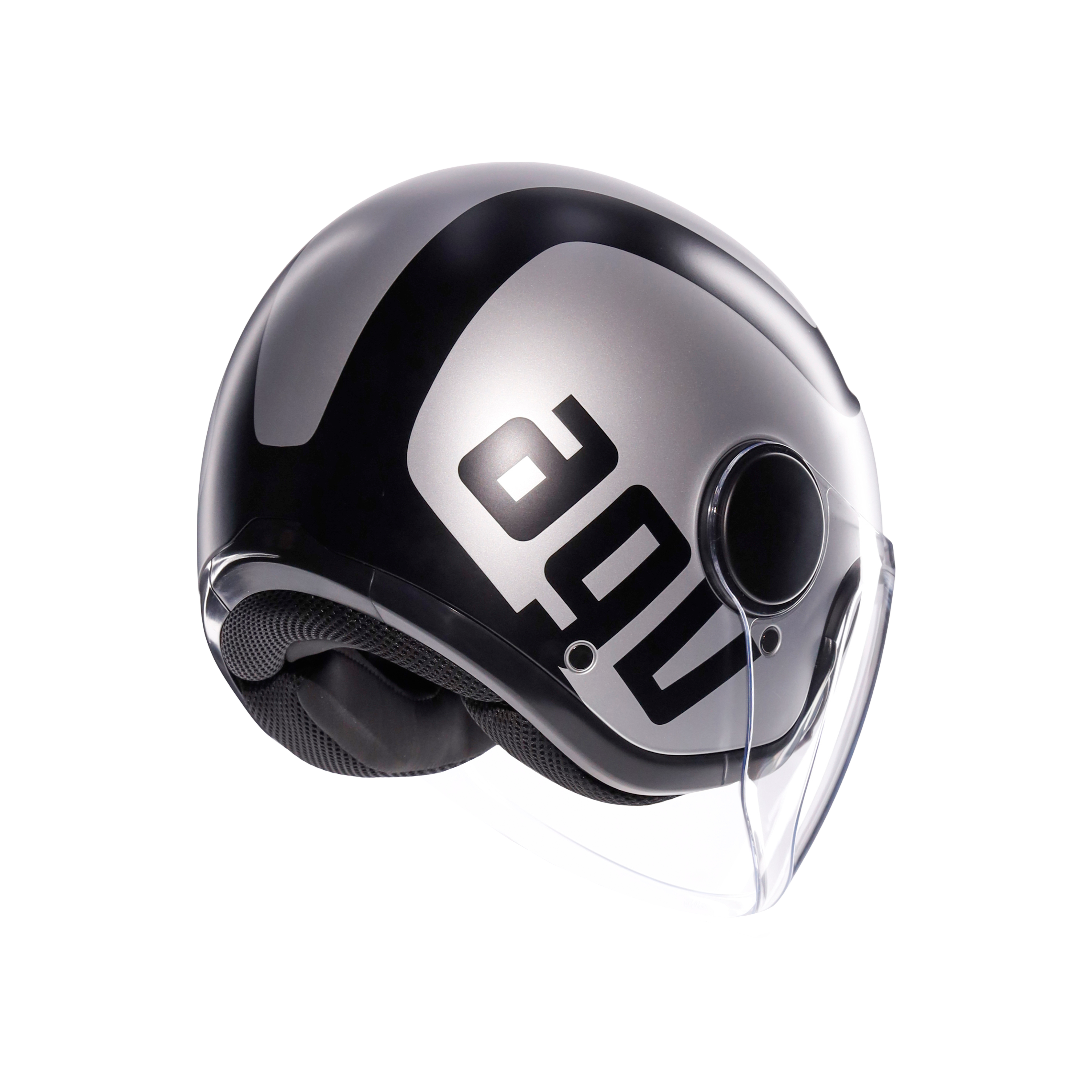 ETERES RIMINI MATT GREY/BLACK - MOTORBIKE OPEN FACE HELMET E2206 -  - 6