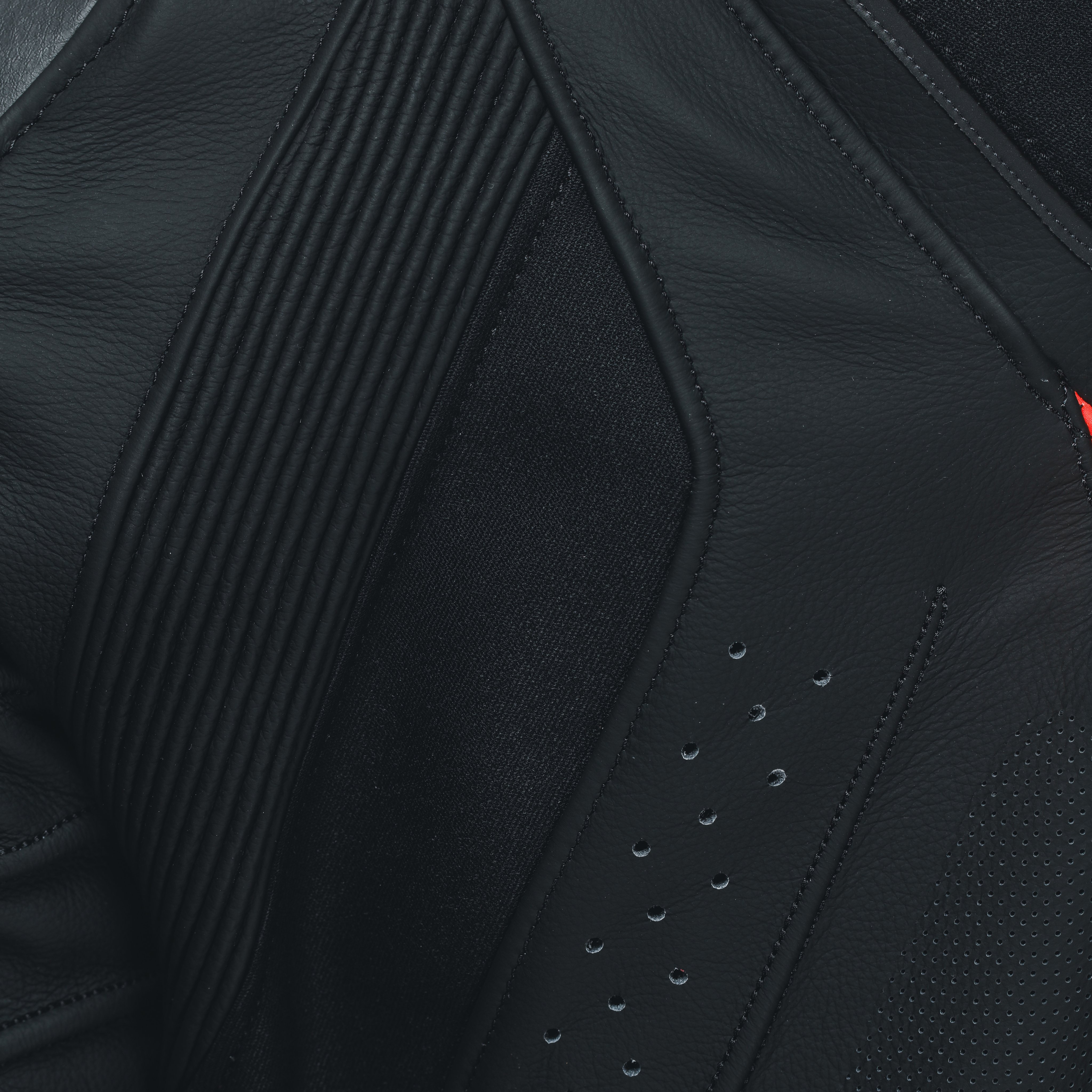 SUPER SPEED 4 - MEN PERFORATED LEATHER MOTORCYCLE JACKET - BLACK-MATT/WHITE/FLUO-RED - 13