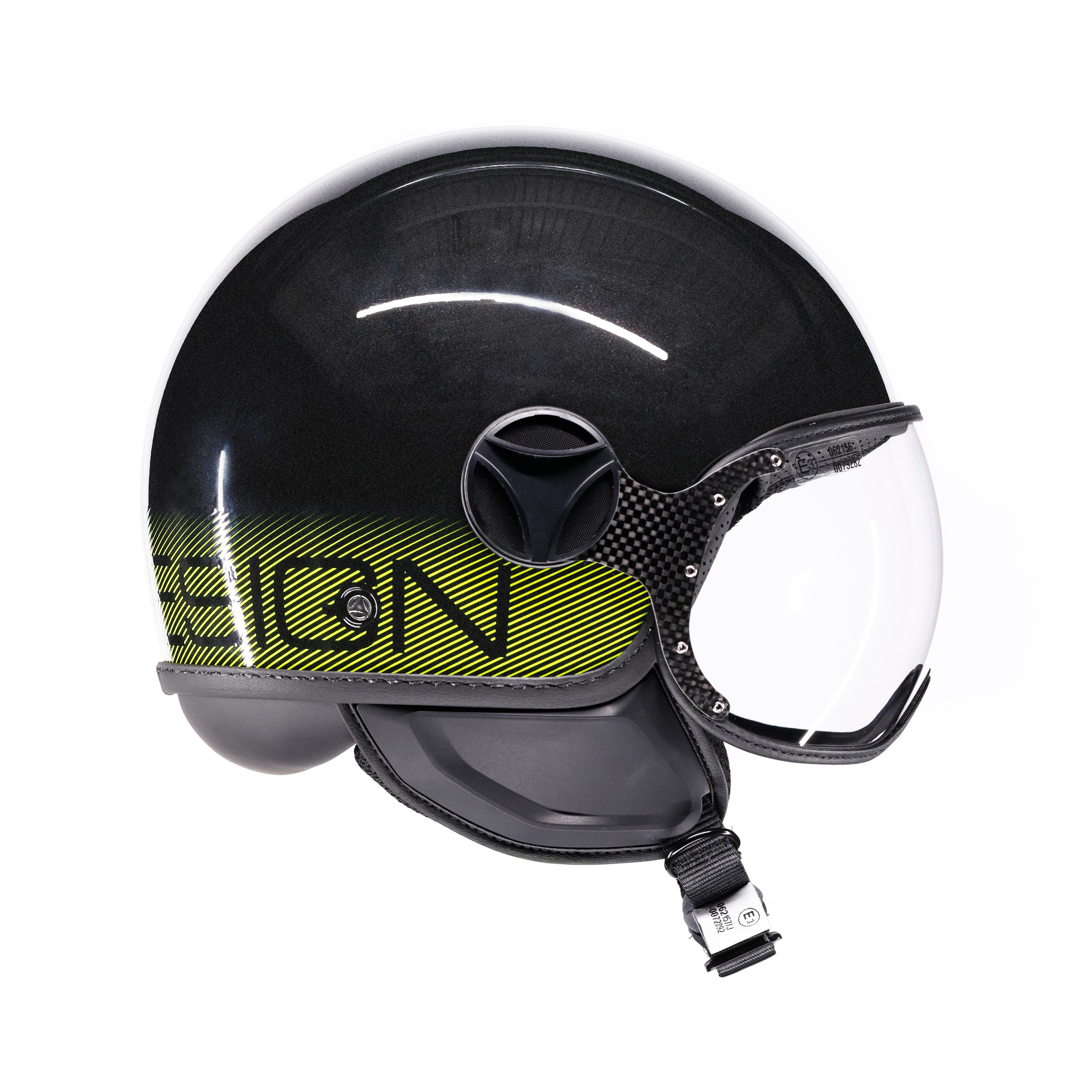 MOMODESIGN FGTR CLASSIC STRIPES GLITTER/YELLOW FLUO  - JET HELMET WITH VISOR E2206 -  - 3