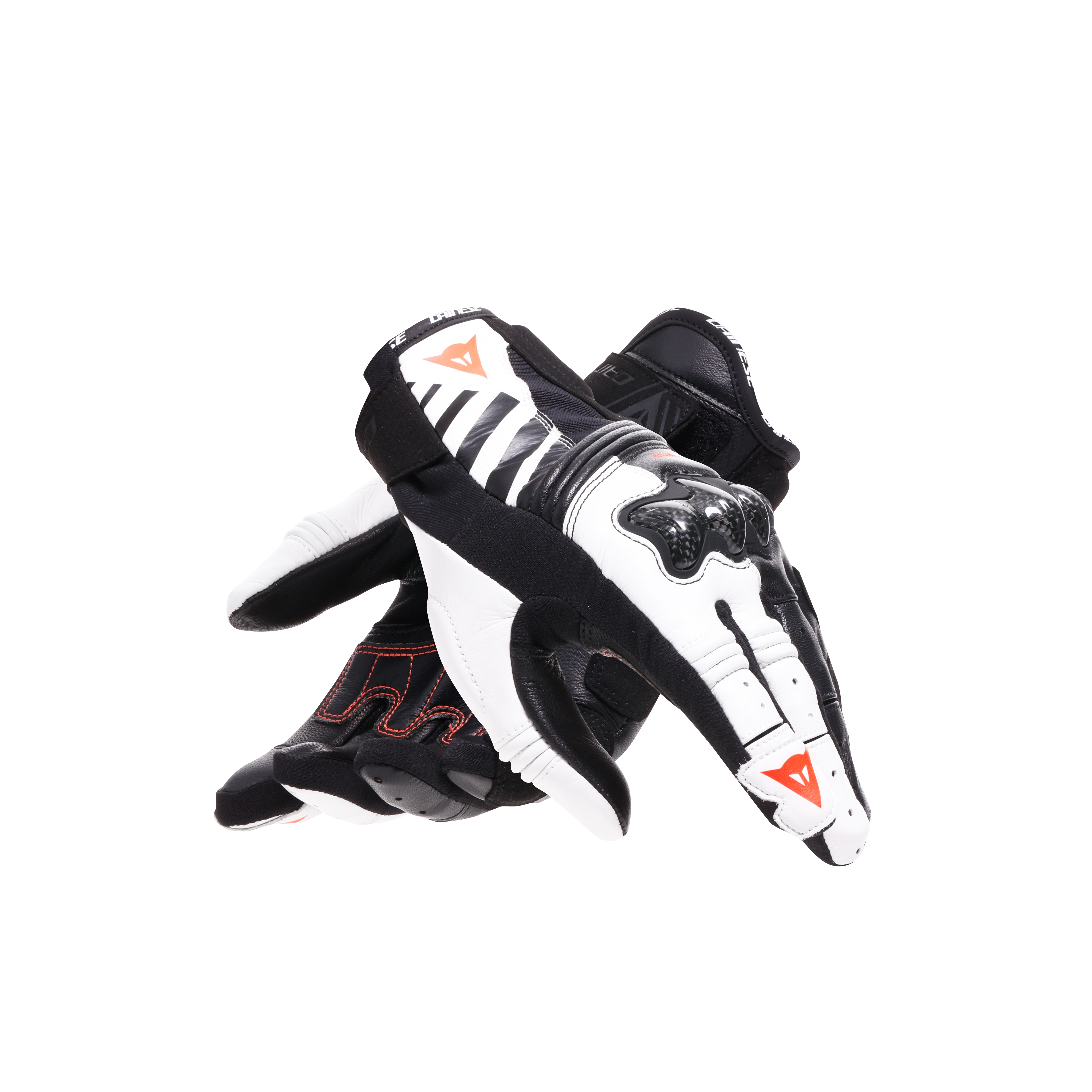 REACTO CARBON SHORT - GANTS MOTO COURTS EN CUIR FEMME - BLACK/WHITE/RED-FLUO - 5