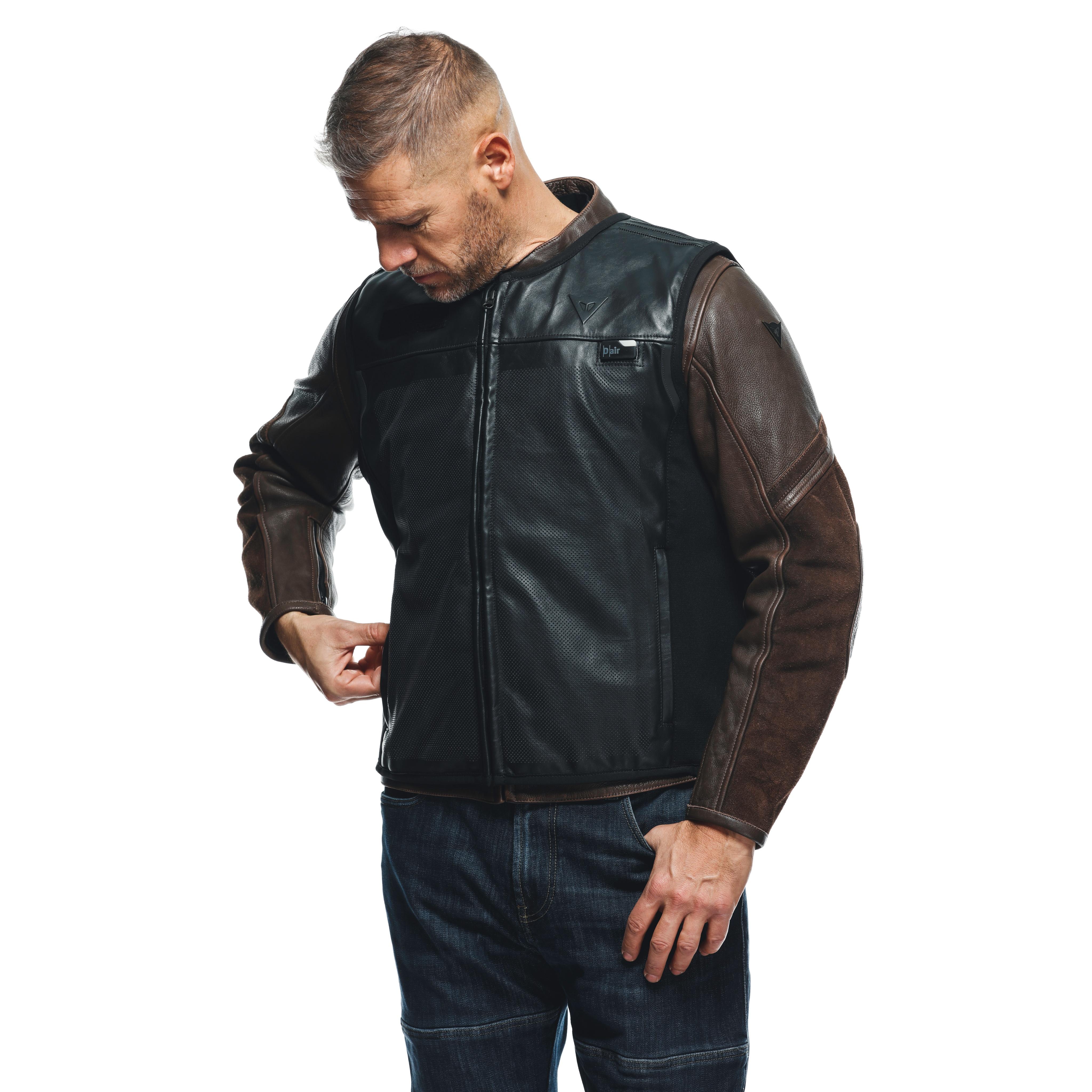 SMART JACKET LEATHER - MEN'S MOTORCYCLE LEATHER VEST WITH INTEGRATED AIRBAG - BLACK - 7