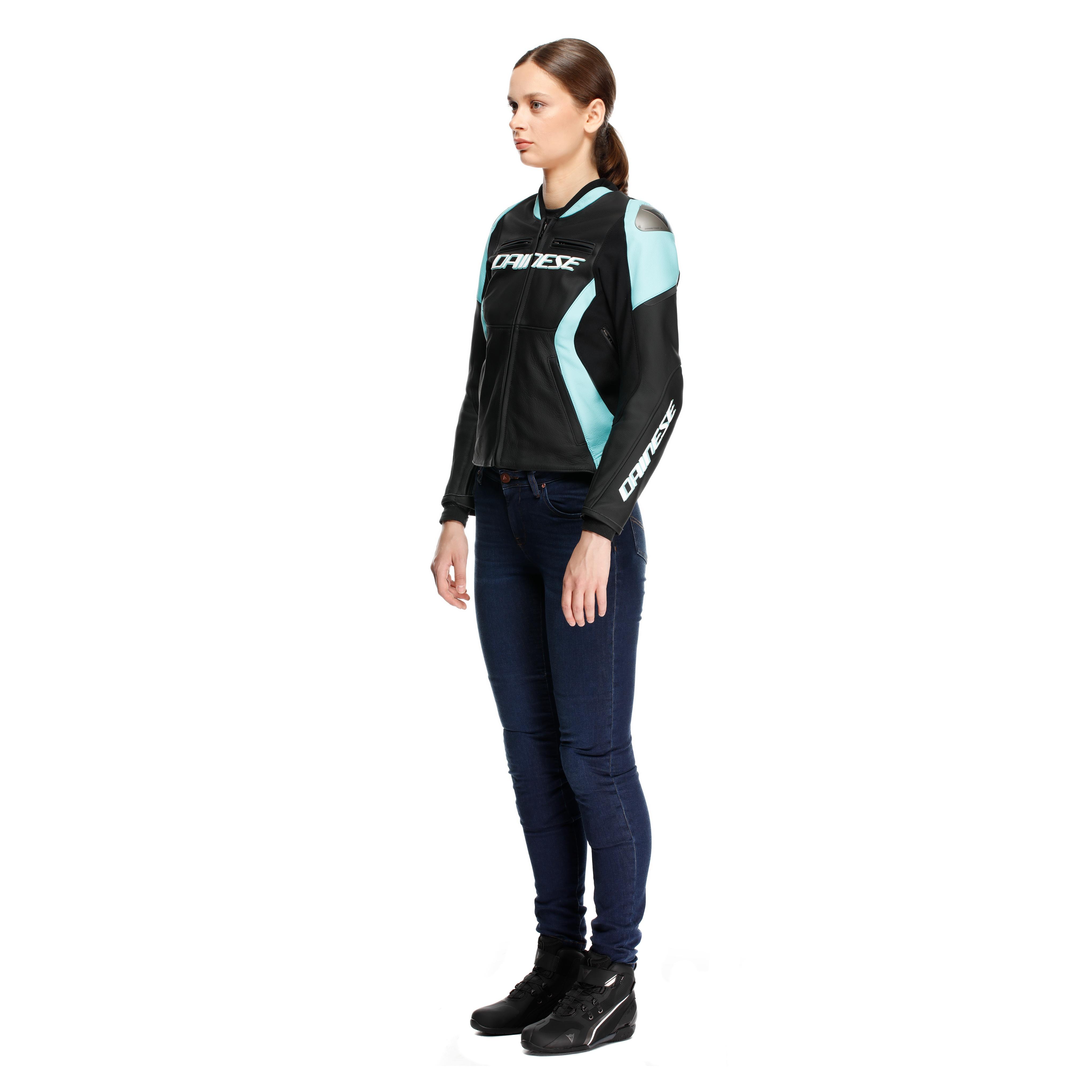 RACING 5 - WOMEN'S LEATHER MOTORCYCLE JACKET | BLACK/WATER | Dainese