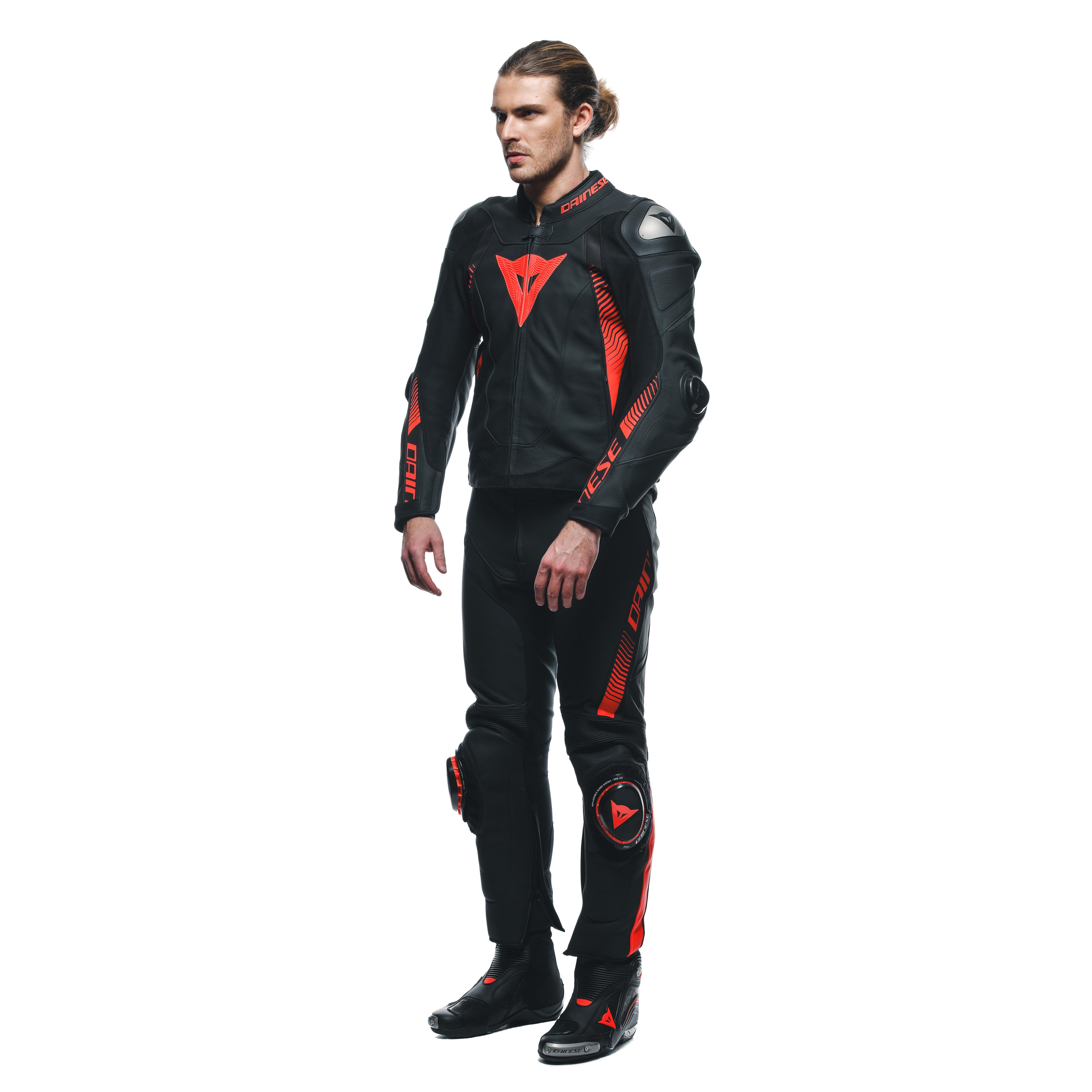 SUPER SPEED - MEN'S MOTORCYCLE LEATHER PANTS - BLACK/RED FLUO - 4