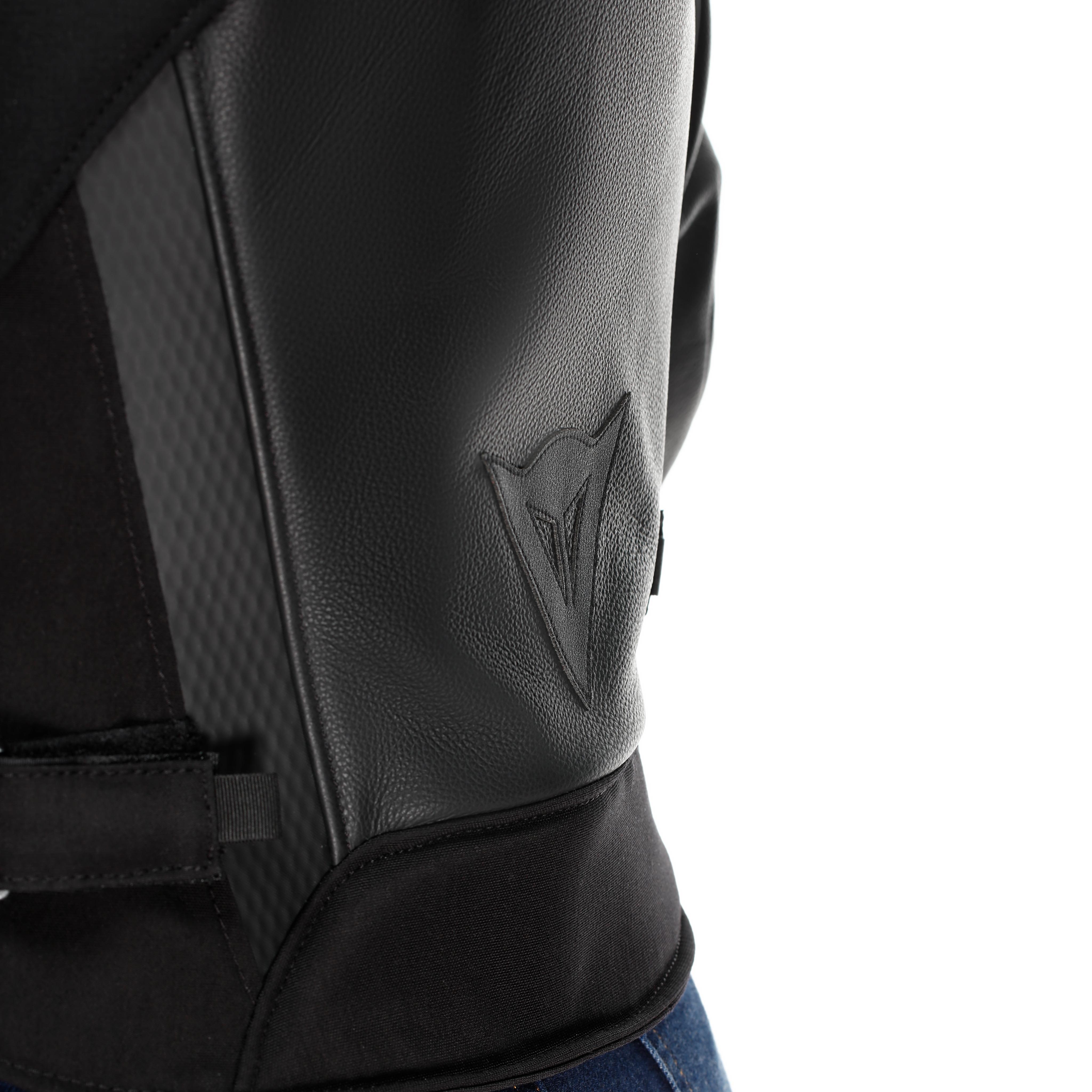IPERATTIVA - GIACCA MOTO IN PELLE E TESSUTO DONNA - BLACK/BLACK - 10