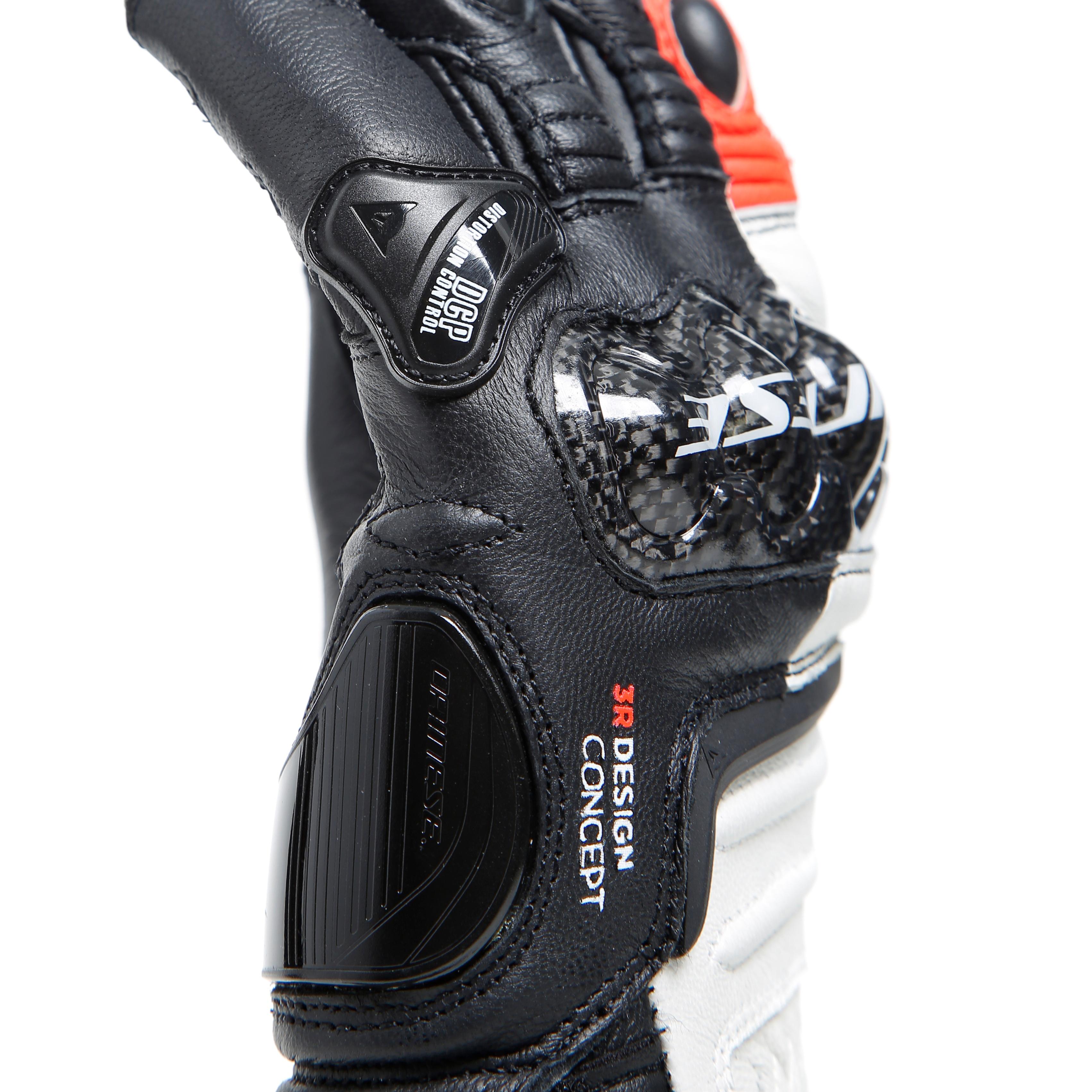 CARBON 4 - GUANTI MOTO LUNGHI IN PELLE DONNA - BLACK/WHITE/FLUO-RED - 13
