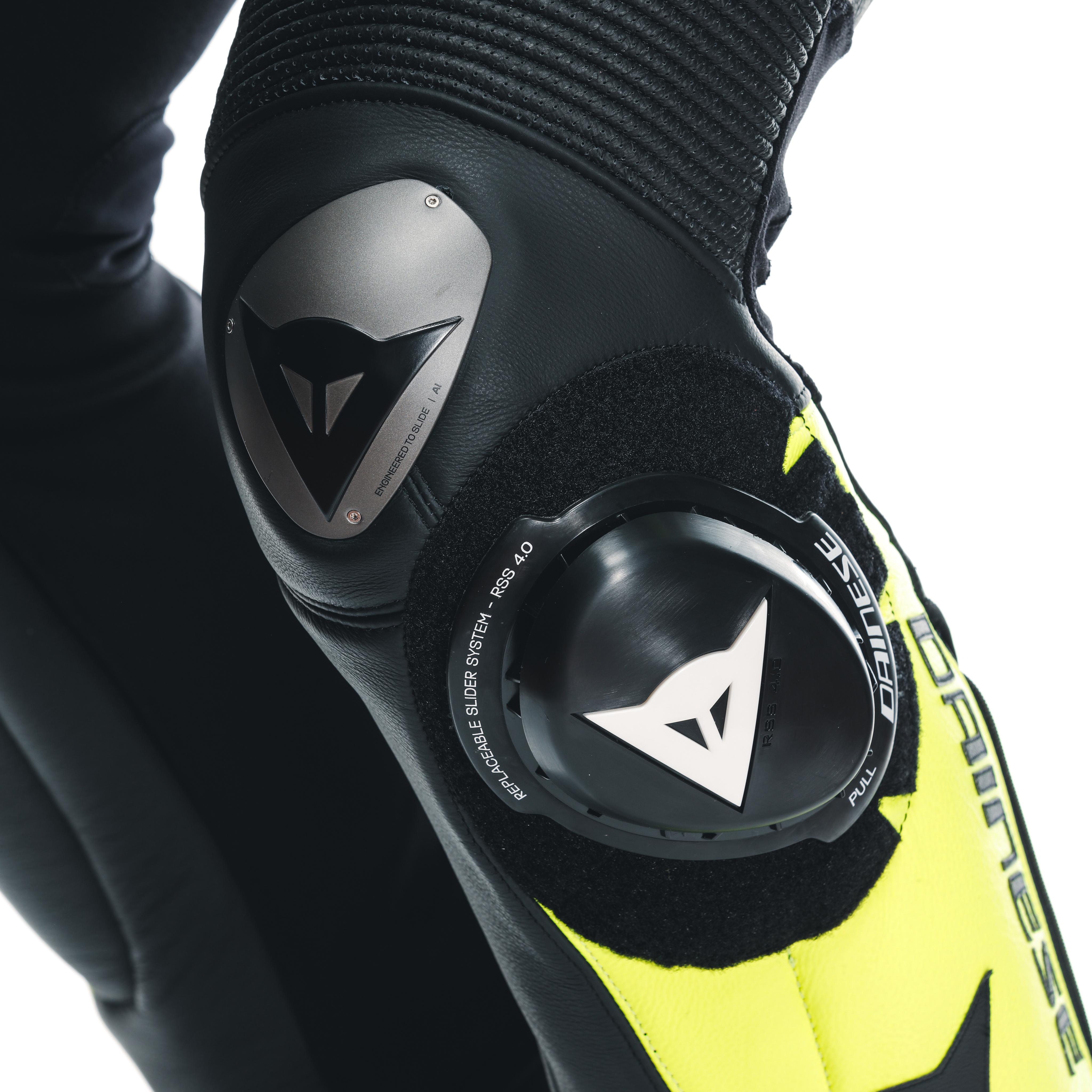 MISANO 3 D-AIR&reg; - TUTA MOTO INTERA IN PELLE TRAFORATA UOMO - BLACK/ANTHRACITE/YELLOW-FLUO - 14