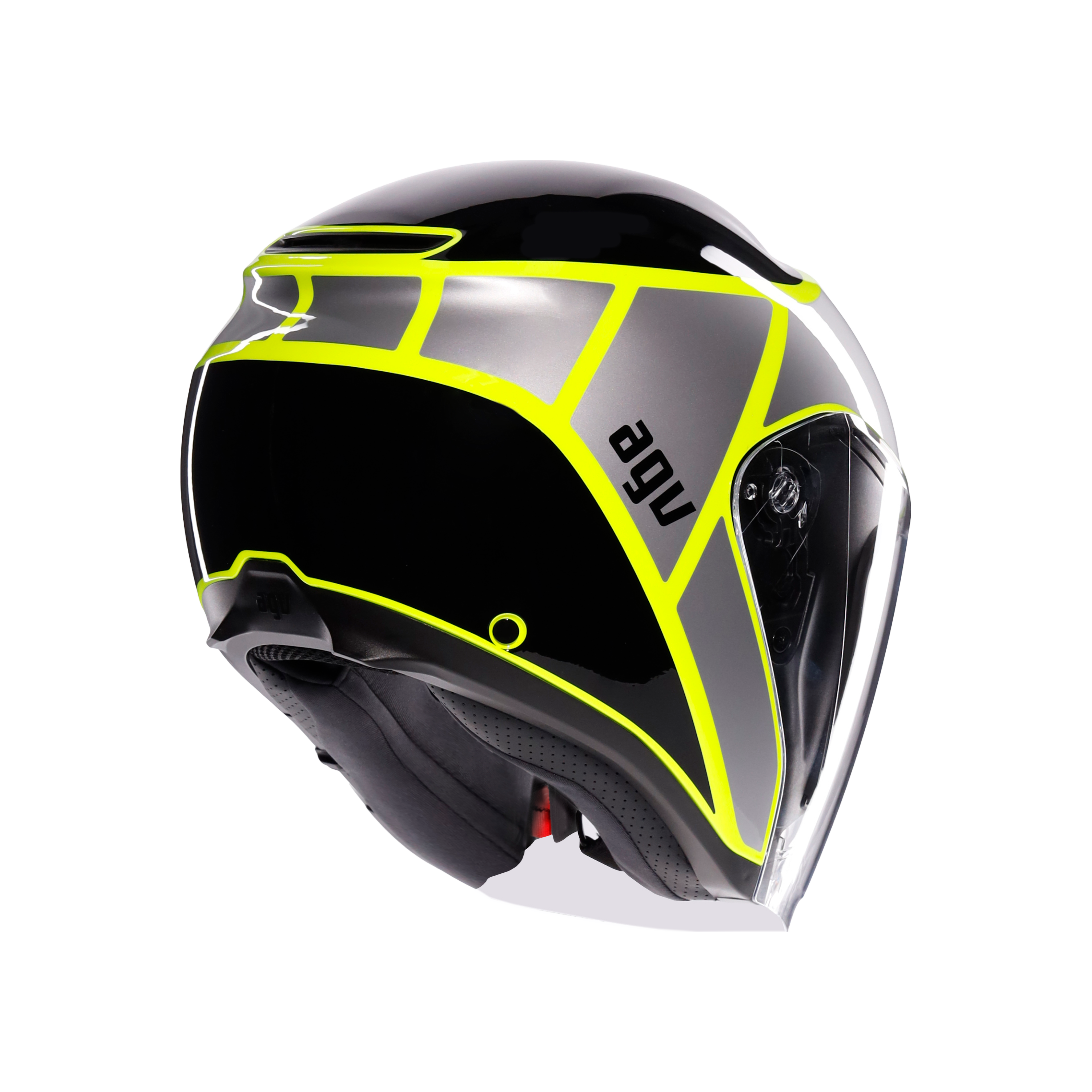 IRIDES DAVAO BLACK/GREY/YELLOW FLUO - MOTORBIKE OPEN FACE HELMET E2206 -  - 6
