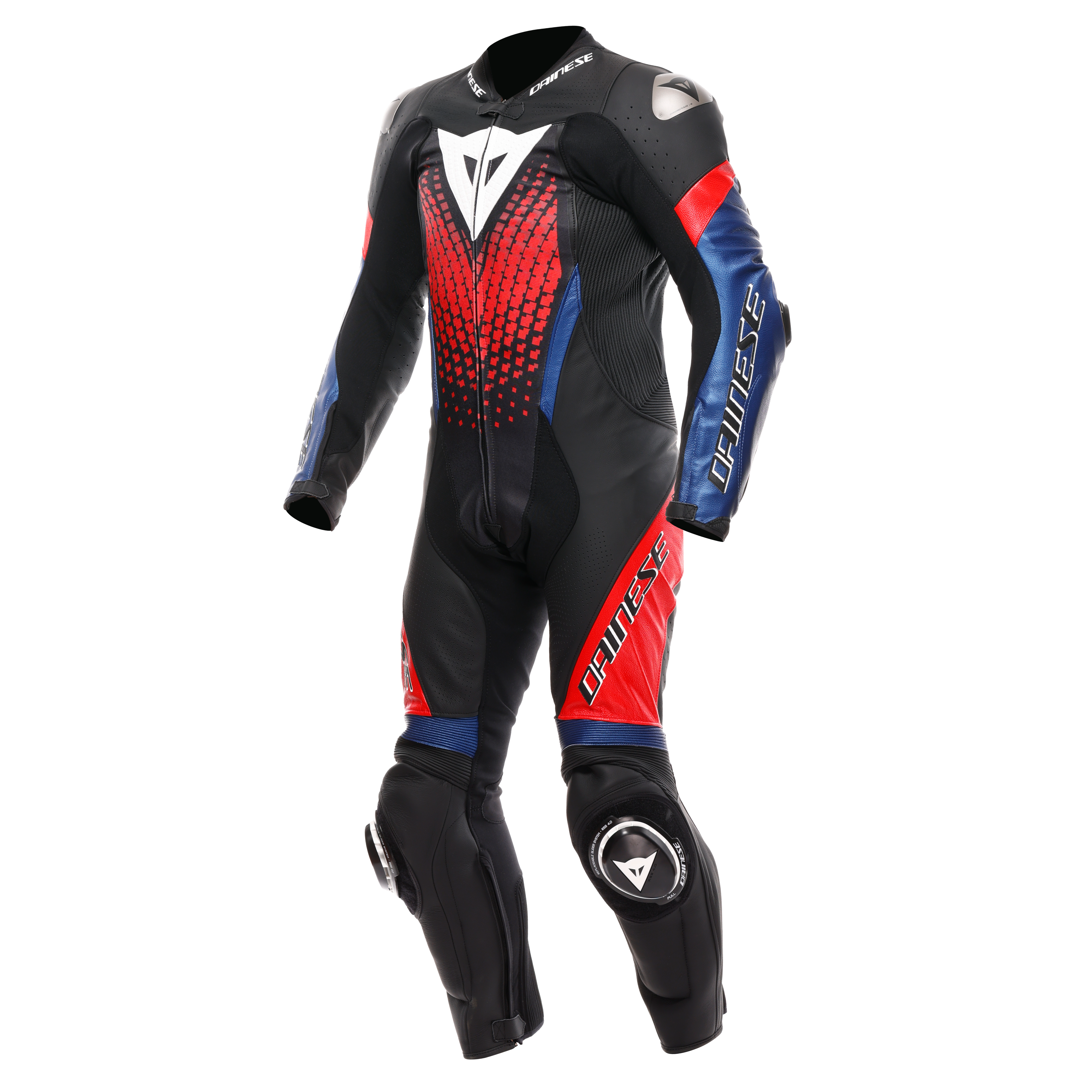 LAGUNA SECA 6 - PERFORATED ONE-PIECE LEATHER RACING SUIT - BLACK/BLUE/RED - 1