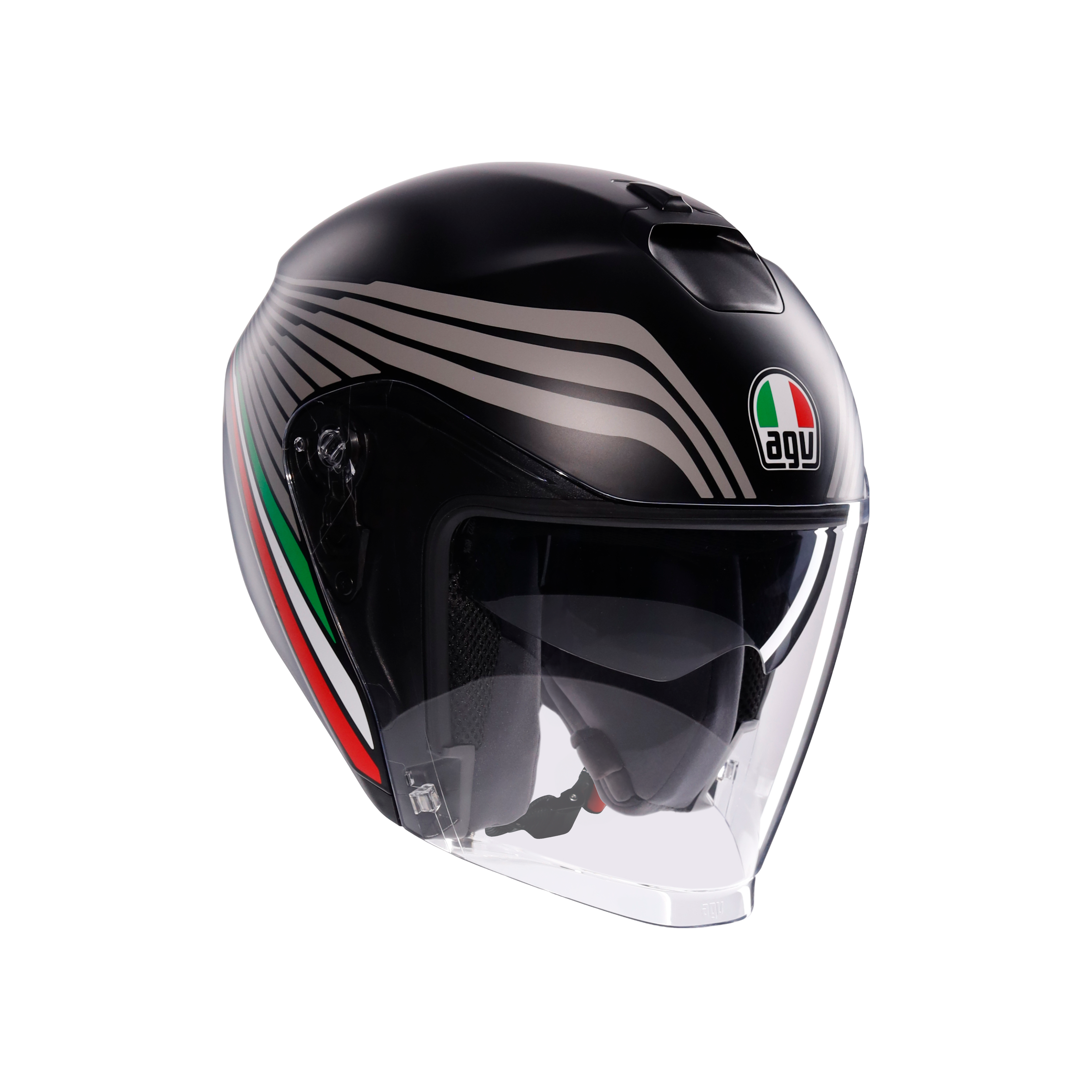 IRIDES BOLOGNA MATT BLACK/TRICOLORE - CASQUE MOTO JET E2206 -  - 6