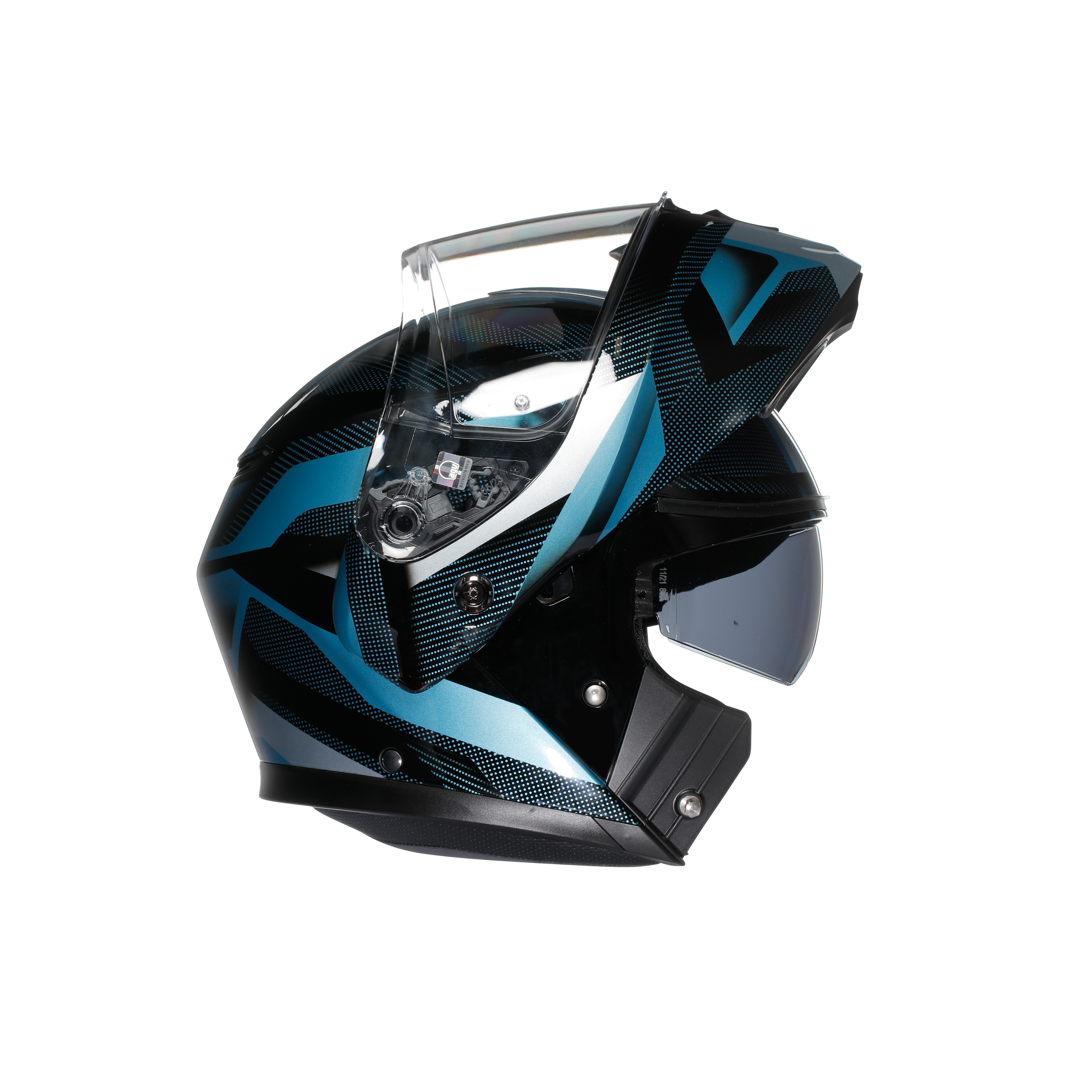 STREETMODULAR LEDRO MATT BLACK/POWDER BLUE - MOTORBIKE FLIP UP HELMET E2206 -  - 8