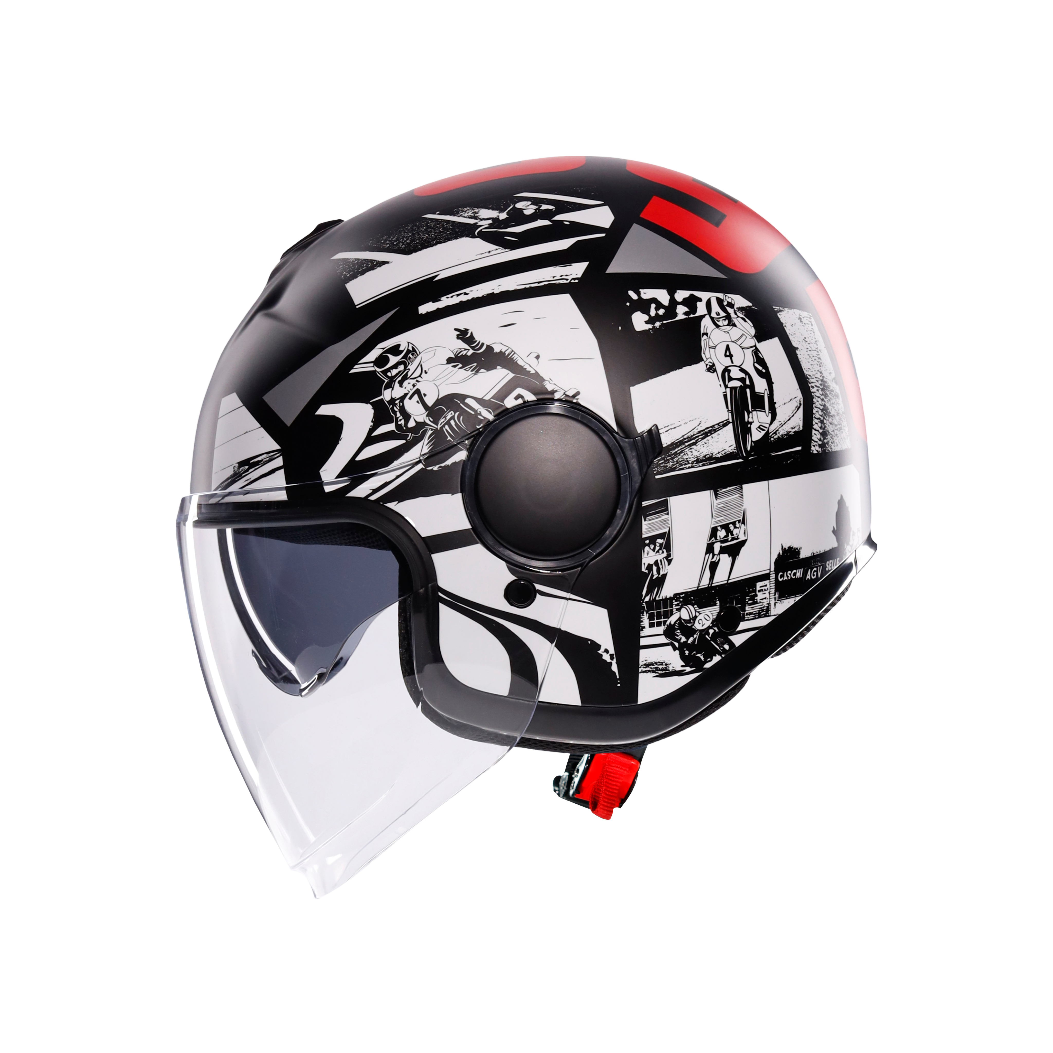 ETERES HISTORY MATT BLACK/WHITE/RED - CASQUE MOTO JET E2206 -  - 4