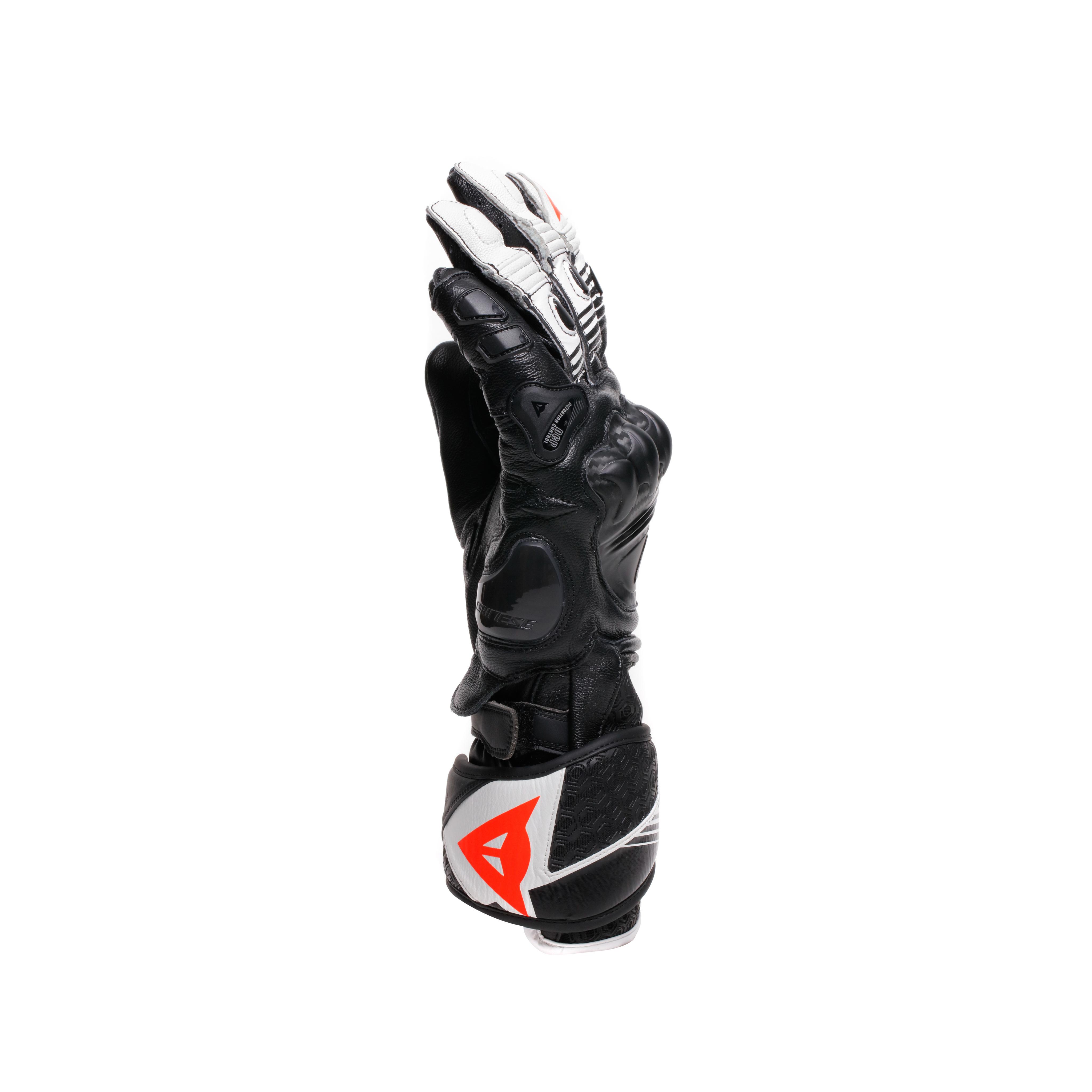 FIERO - LEATHER RACING MOTORCYCLE GLOVES - BLACK/WHITE/RED-FLUO - 4
