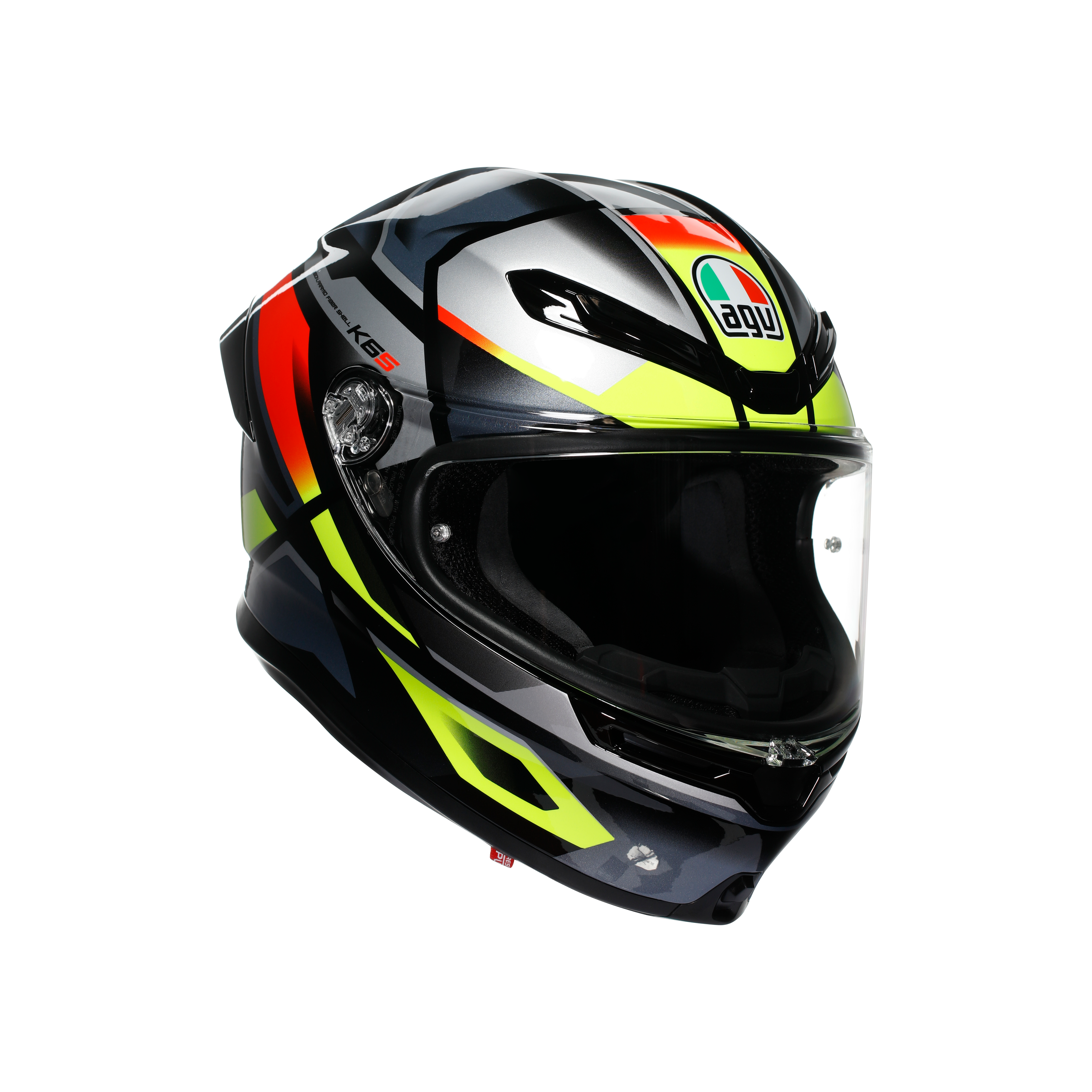 K6 S ERAZER BLACK/RED/YELLOW FLUO - MOTORBIKE FULL FACE HELMET DOT (E2206) -  - 6