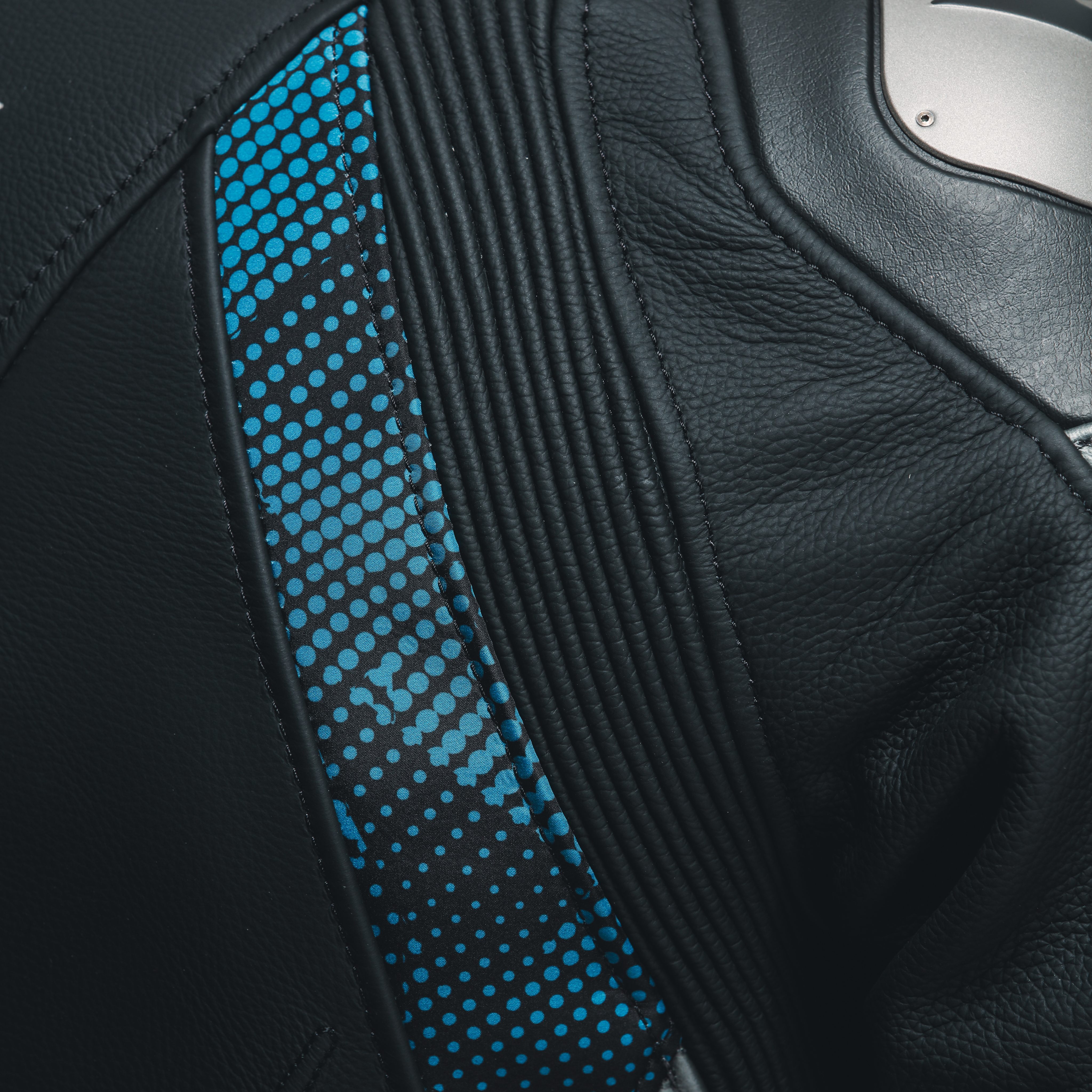 AVRO 5 - WOMEN'S MOTORCYCLE LEATHER JACKET - BLACK/TEAL/ANTHRACITE - 8