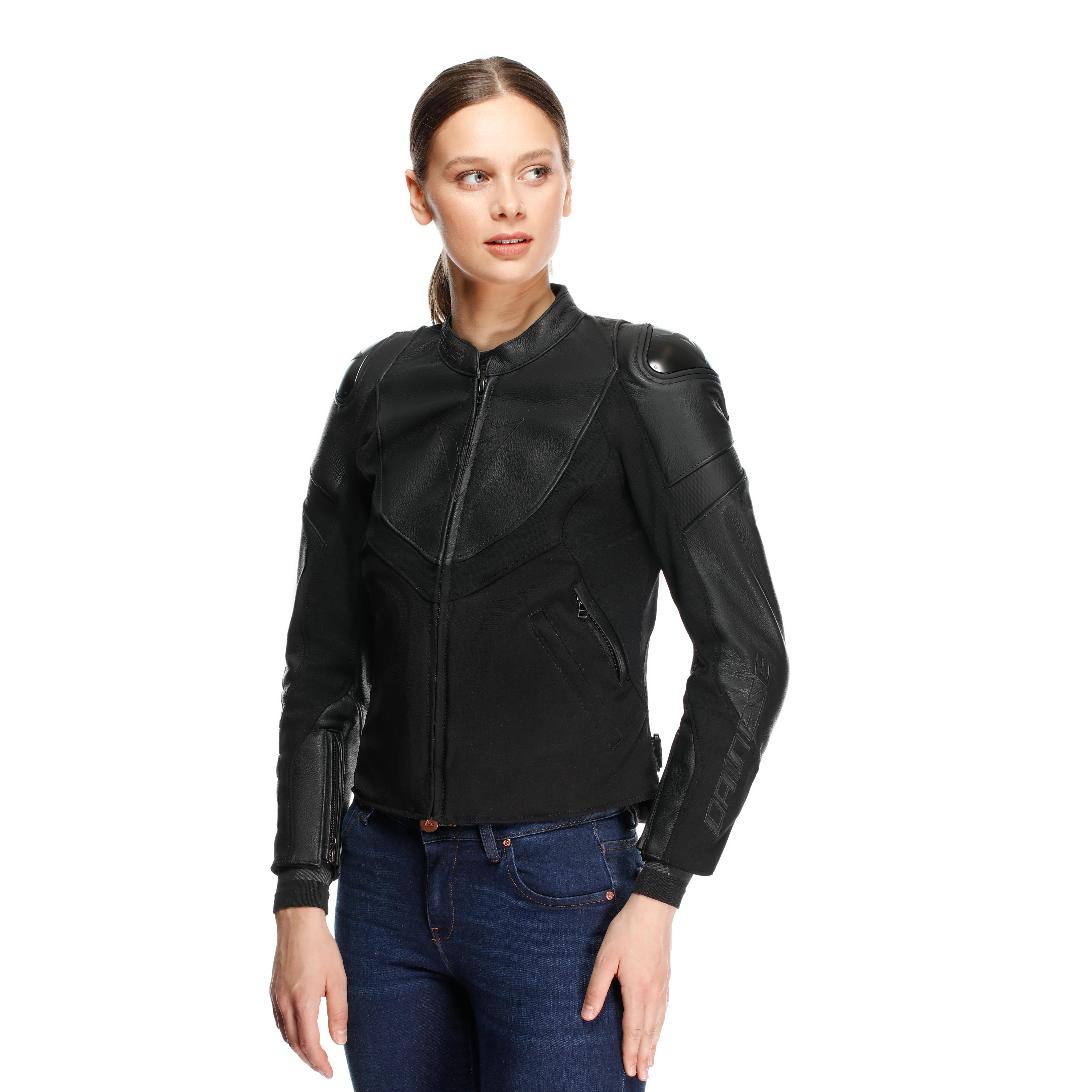 IPERATTIVA - MOTORRADJACKE AUS LEDER UND STOFF F&Uuml;R DAMEN - BLACK/BLACK - 3