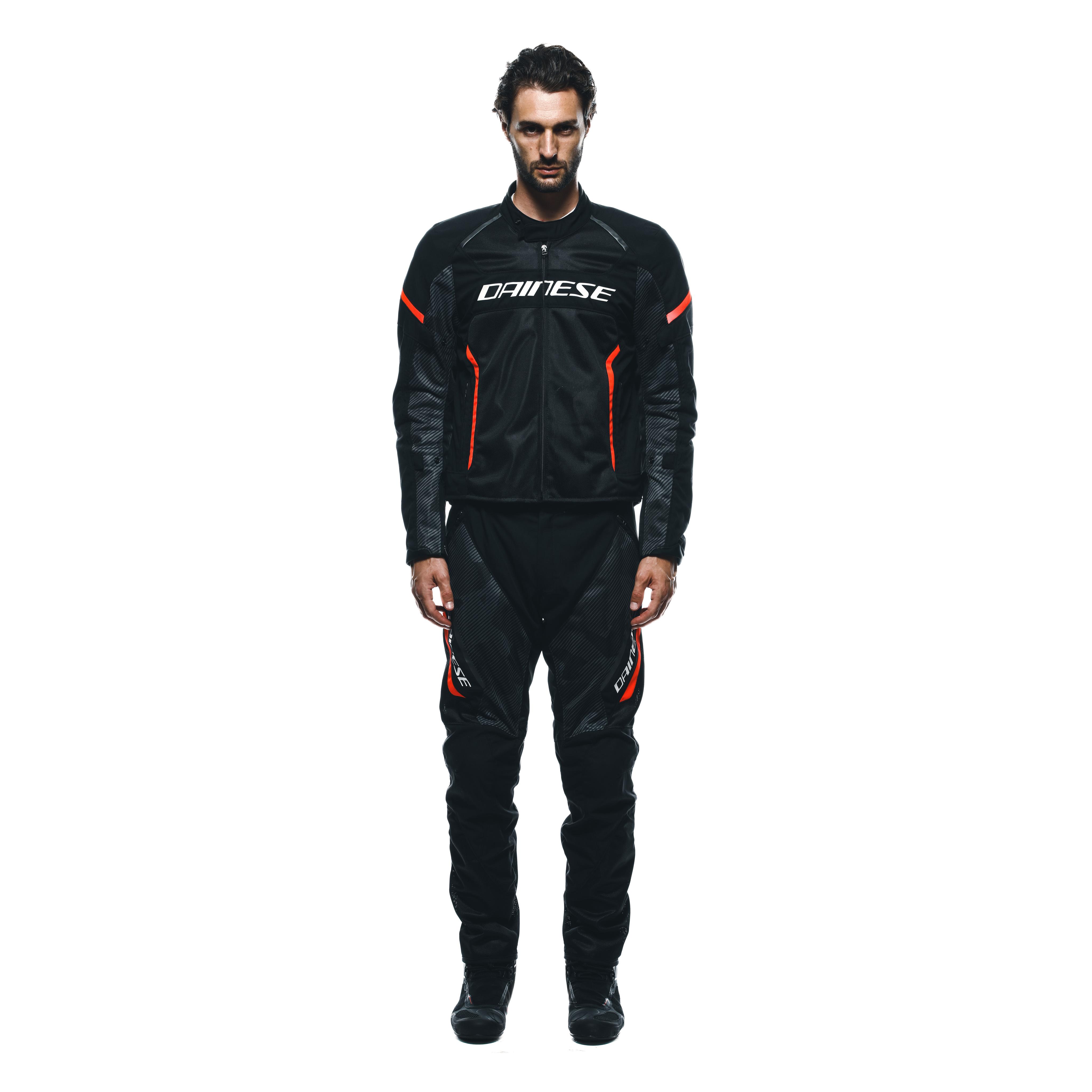 DRAKE 2 SUPER AIR - MEN'S SUMMER MOTORCYCLE PANTS IN FABRIC - BLACK/ANTHRACITE/RED-FLUO - 3