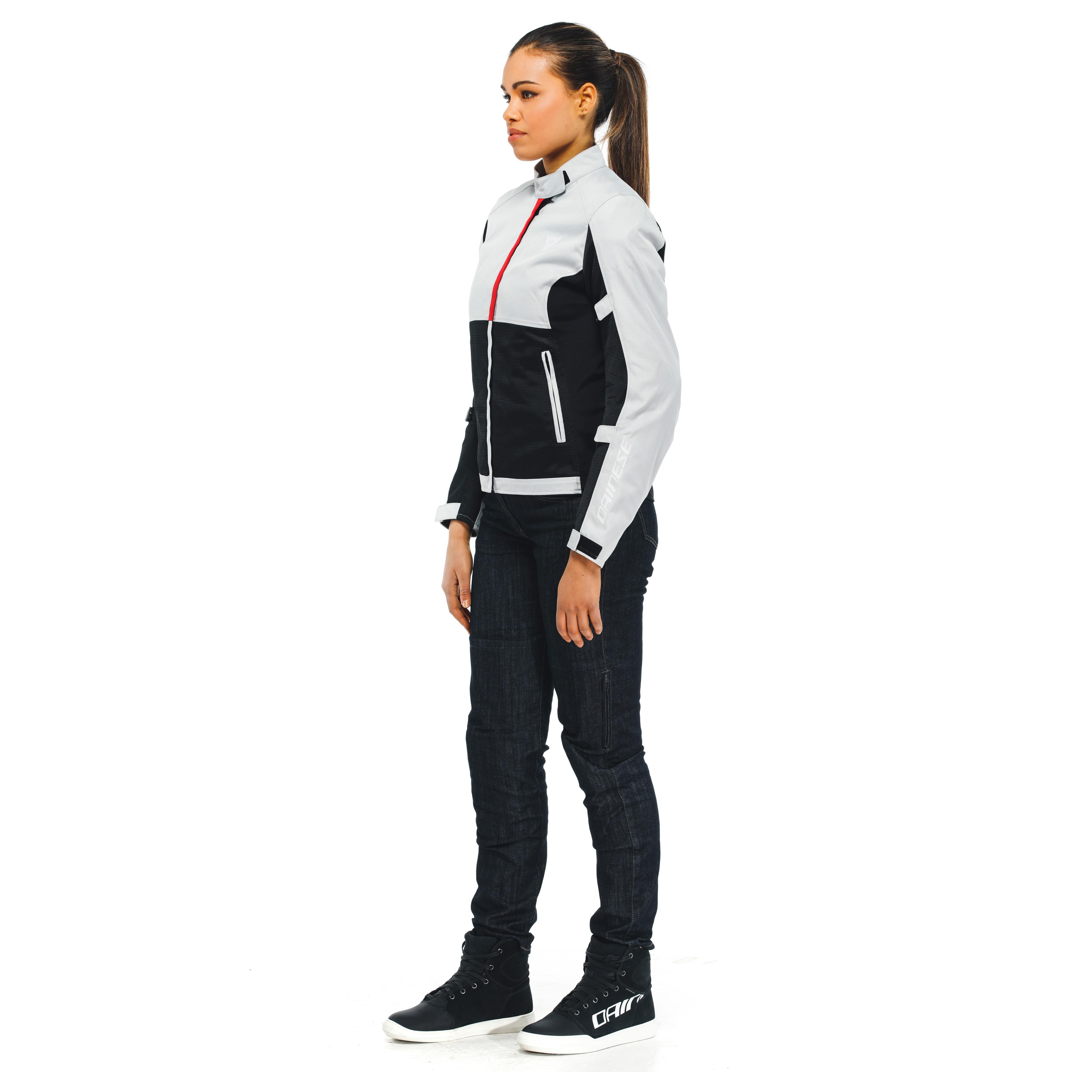 RISOLUTA AIR TEX - WOMEN'S MOTORCYCLE JACKET IN FABRIC - GLACIER-GRAY/LAVA-RED - 4