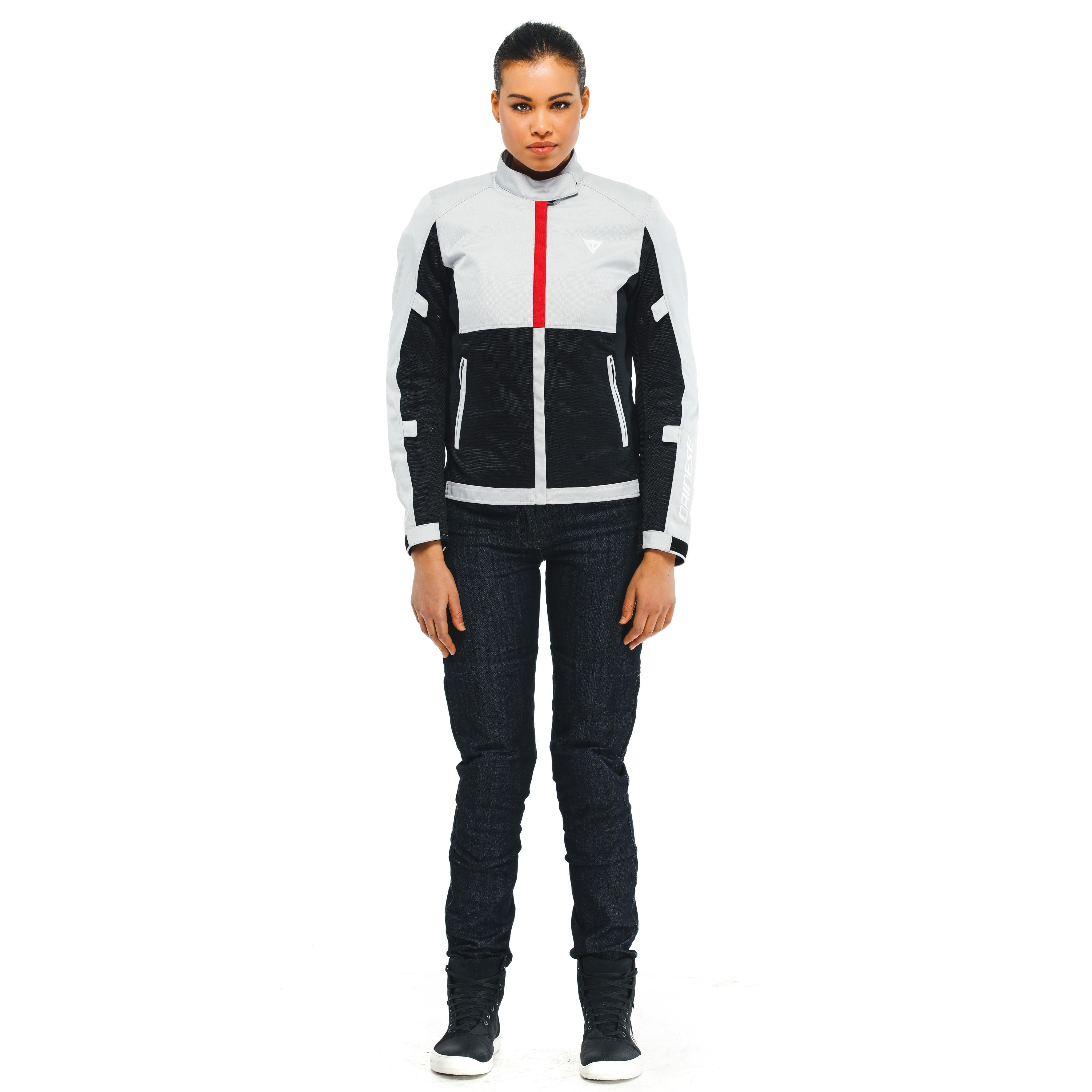 RISOLUTA AIR TEX - WOMEN'S MOTORCYCLE JACKET IN FABRIC - GLACIER-GRAY/LAVA-RED - 3