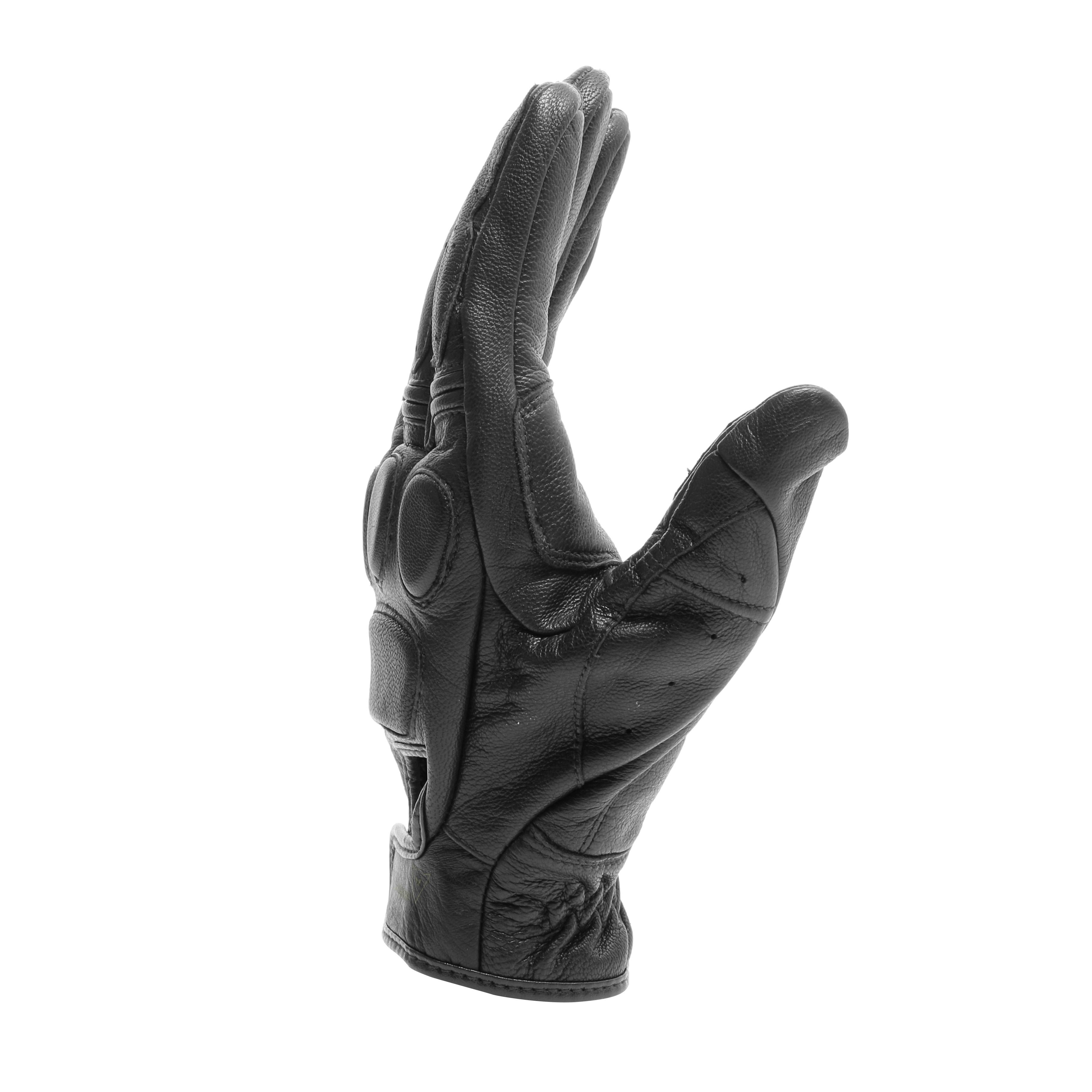 BLACKJACK - UNISEX MOTORCYCLE LEATHER GLOVES - BLACK/BLACK/BLACK - 2