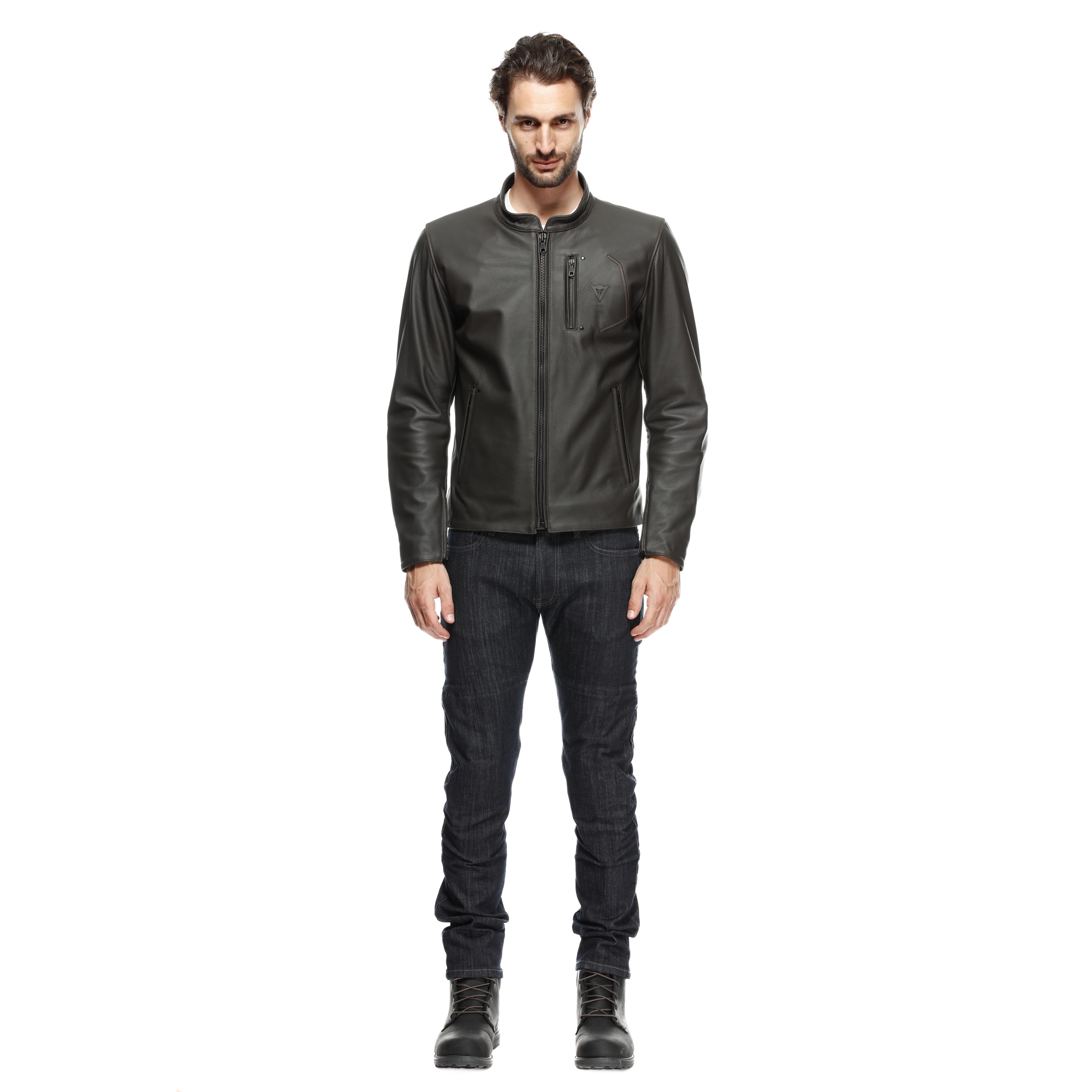FULCRO - MEN'S MOTORCYCLE LEATHER JACKET - DARK-BROWN - 3