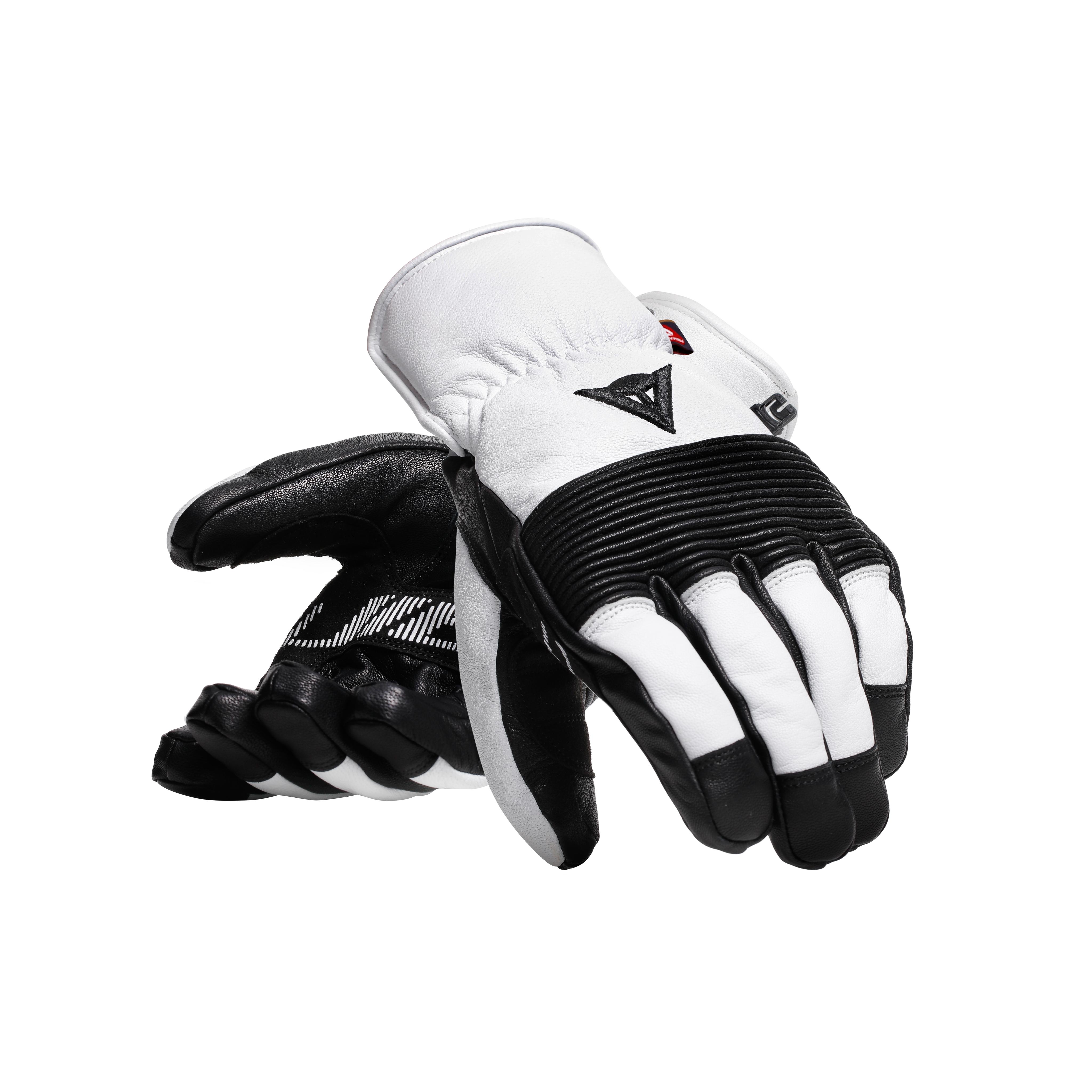 LEATHER GLOVES - UNISEX LEATHER SKI GLOVES | STRETCH-LIMO/WHITE