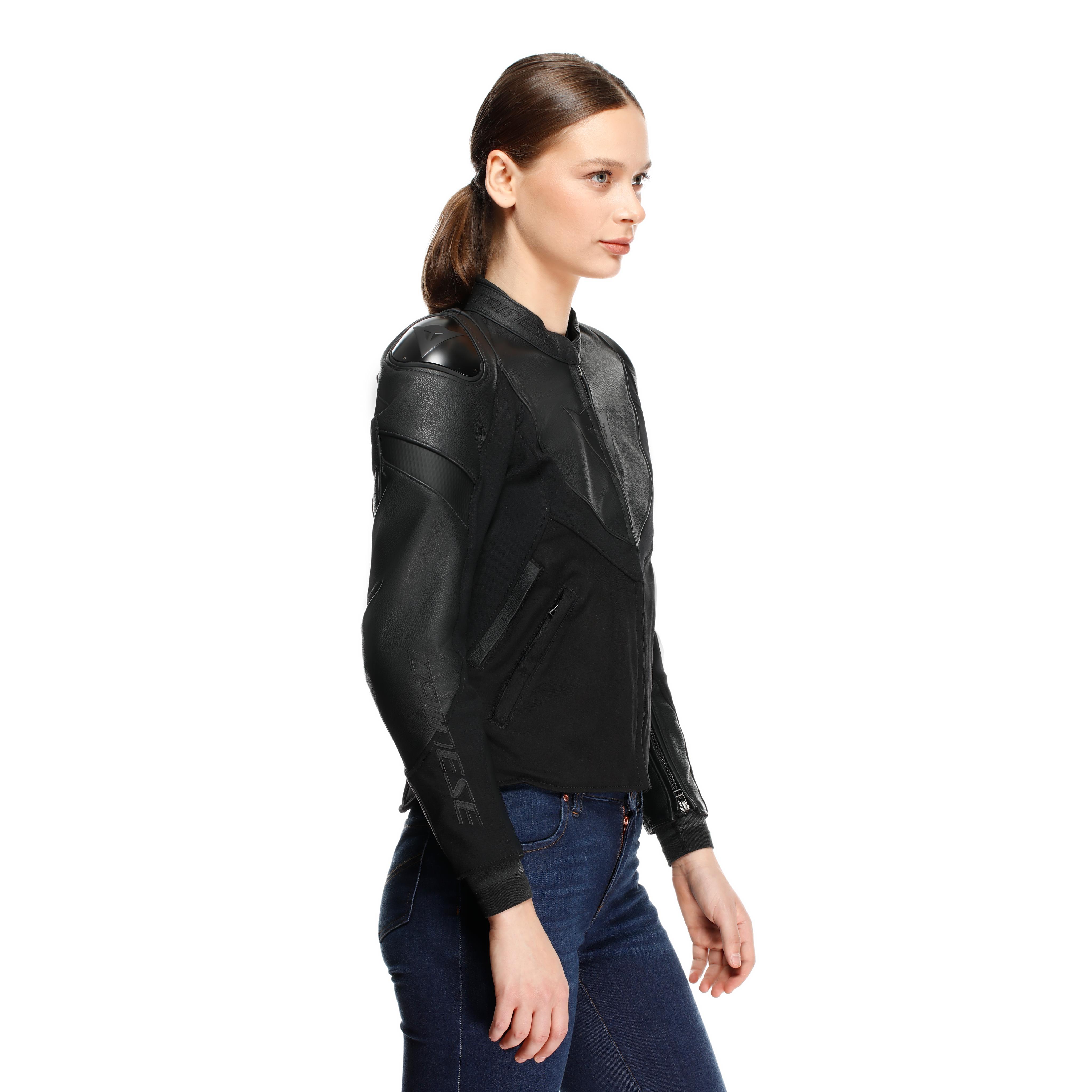 IPERATTIVA - MOTORRADJACKE AUS LEDER UND STOFF F&Uuml;R DAMEN - BLACK/BLACK - 4