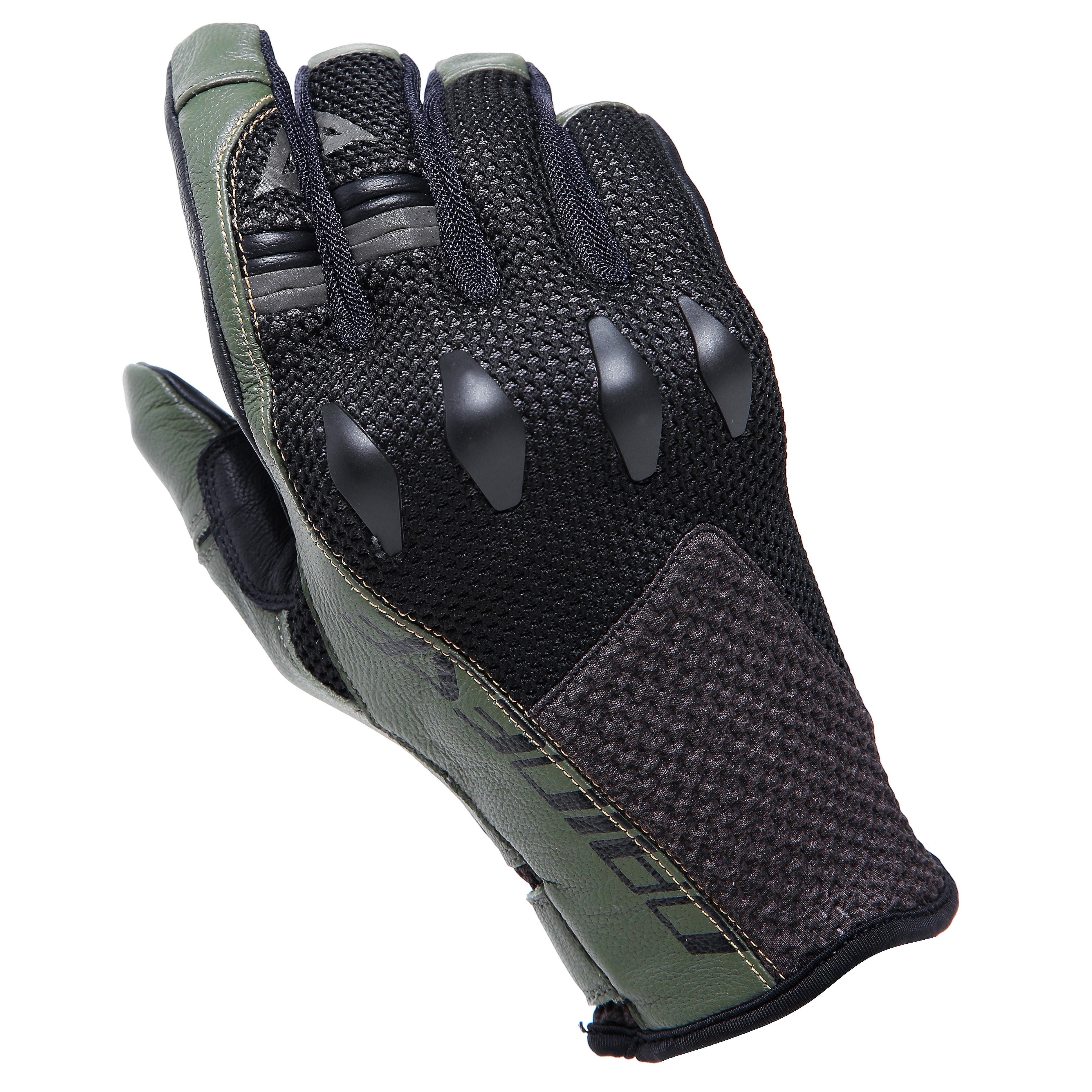 KARAKUM ERGO-TEK - MEN'S MOTORCYCLE TEXTILE GLOVES - BLACK/ARMY-GREEN - 6
