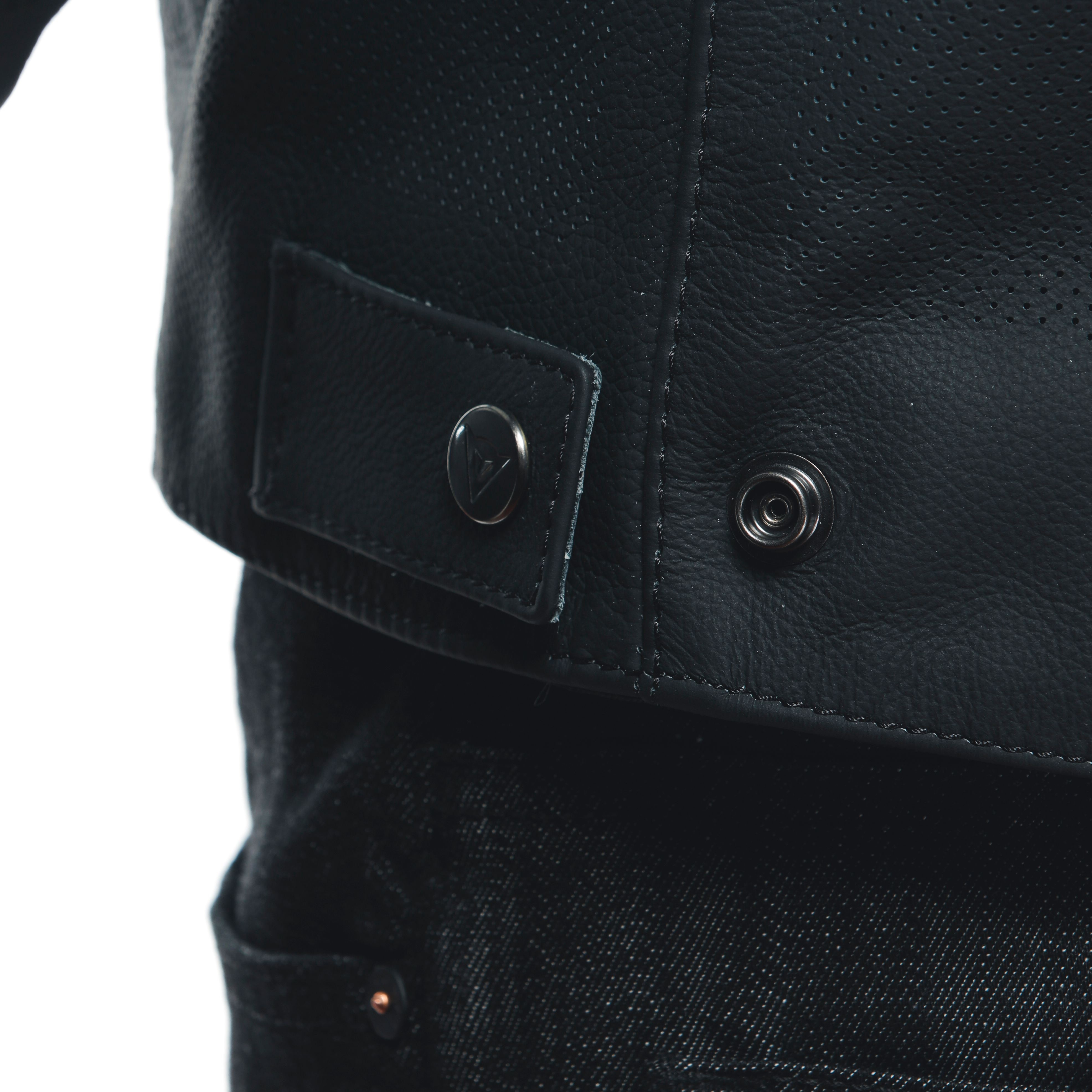 RAZON 2 - MEN'S MOTORCYCLE PERFORATED LEATHER JACKET - BLACK - 14