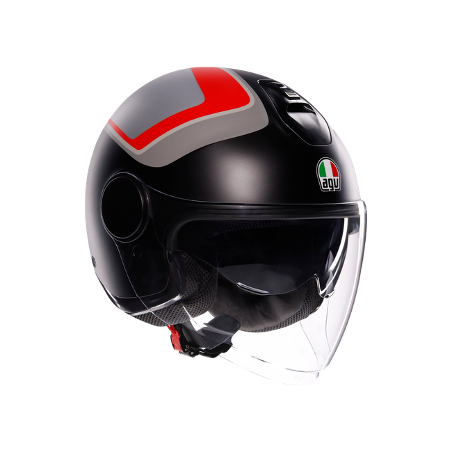 AGV - Eteres Scaglieri Matt Grey/red - Casque Moto Jet E2206, Unisex, Taille: Xxl