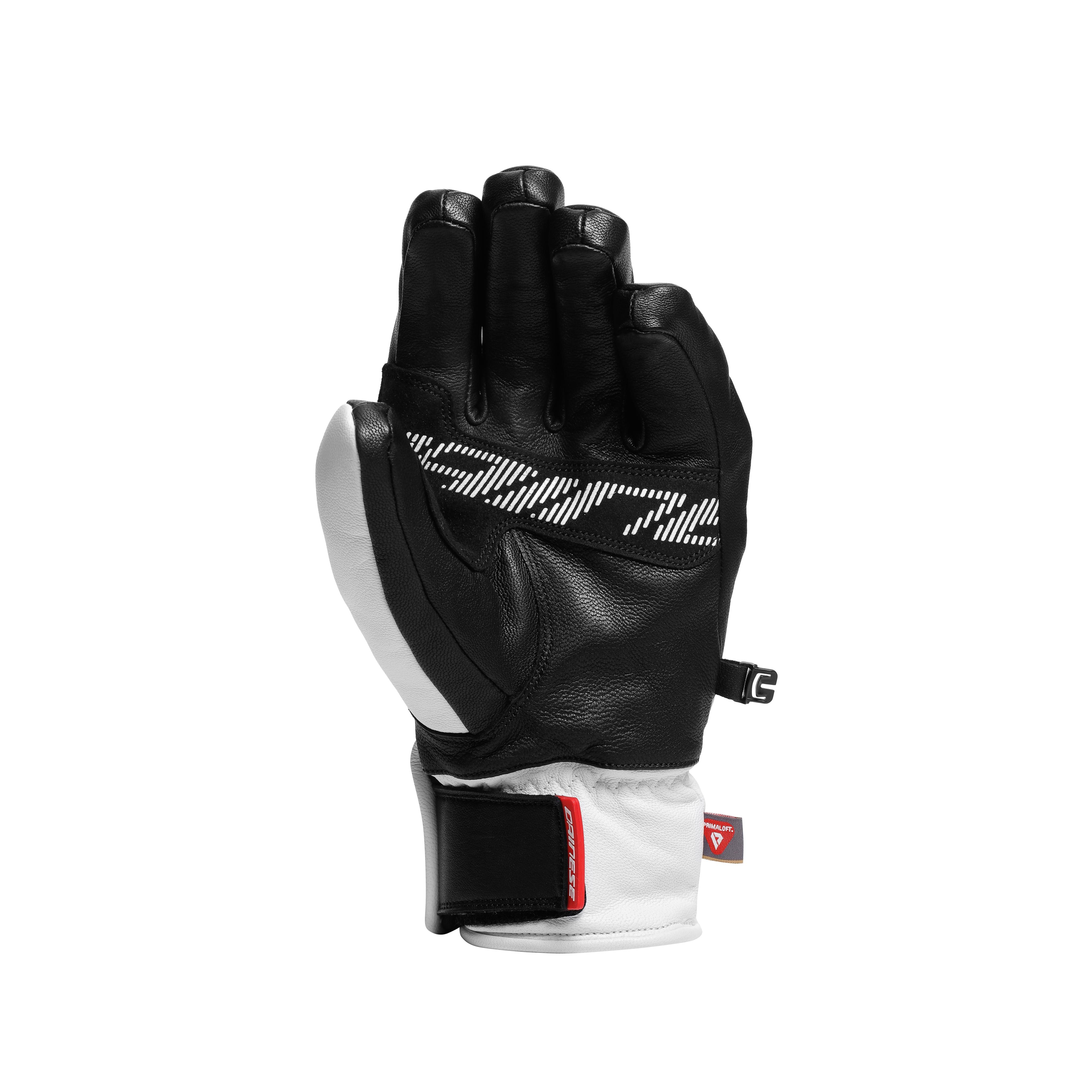 LEATHER GLOVES - UNISEX LEATHER SKI GLOVES - STRETCH-LIMO/WHITE - 3
