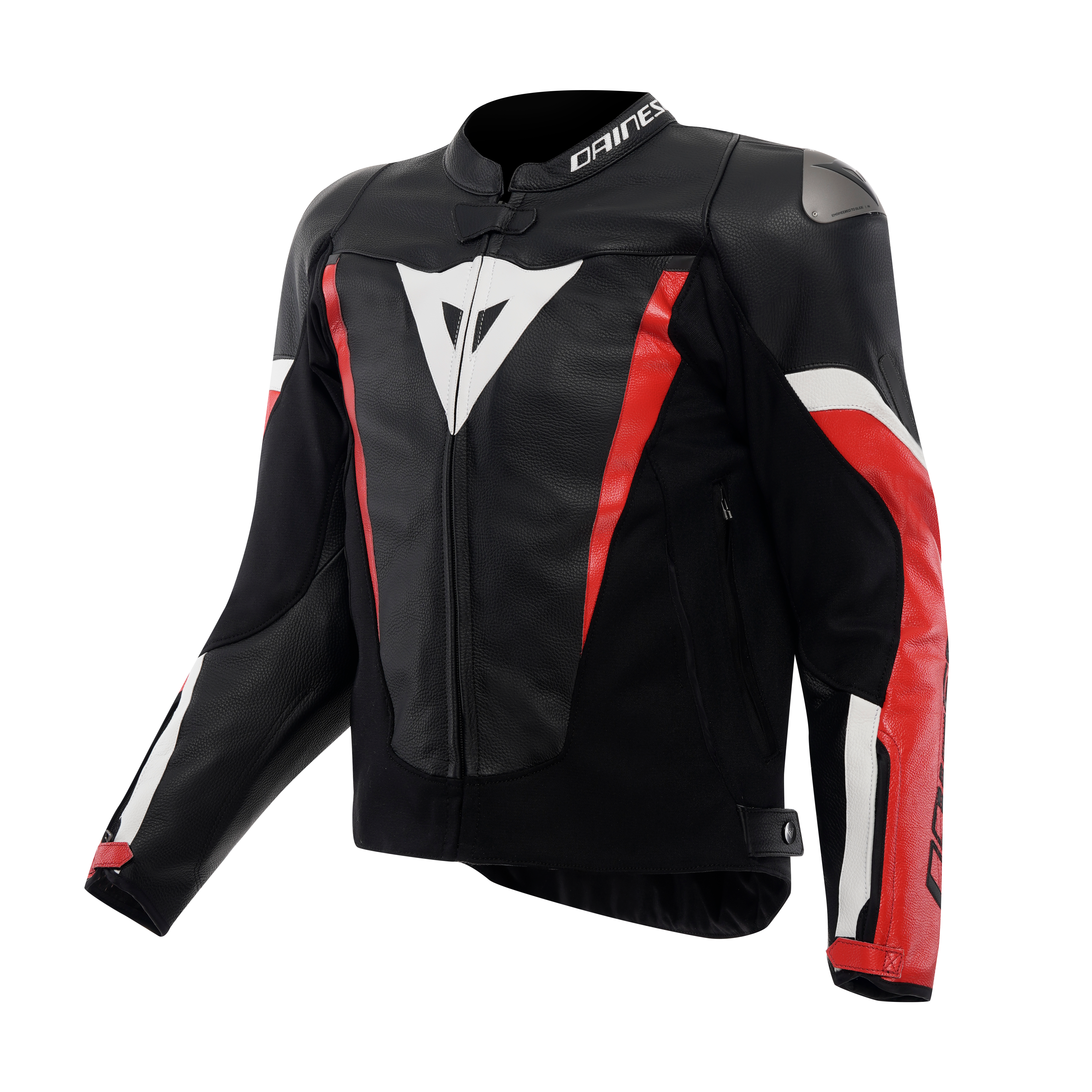 AVRO 6 LEATHER JACKET - BLACK/RED-LAVA/WHITE - 1
