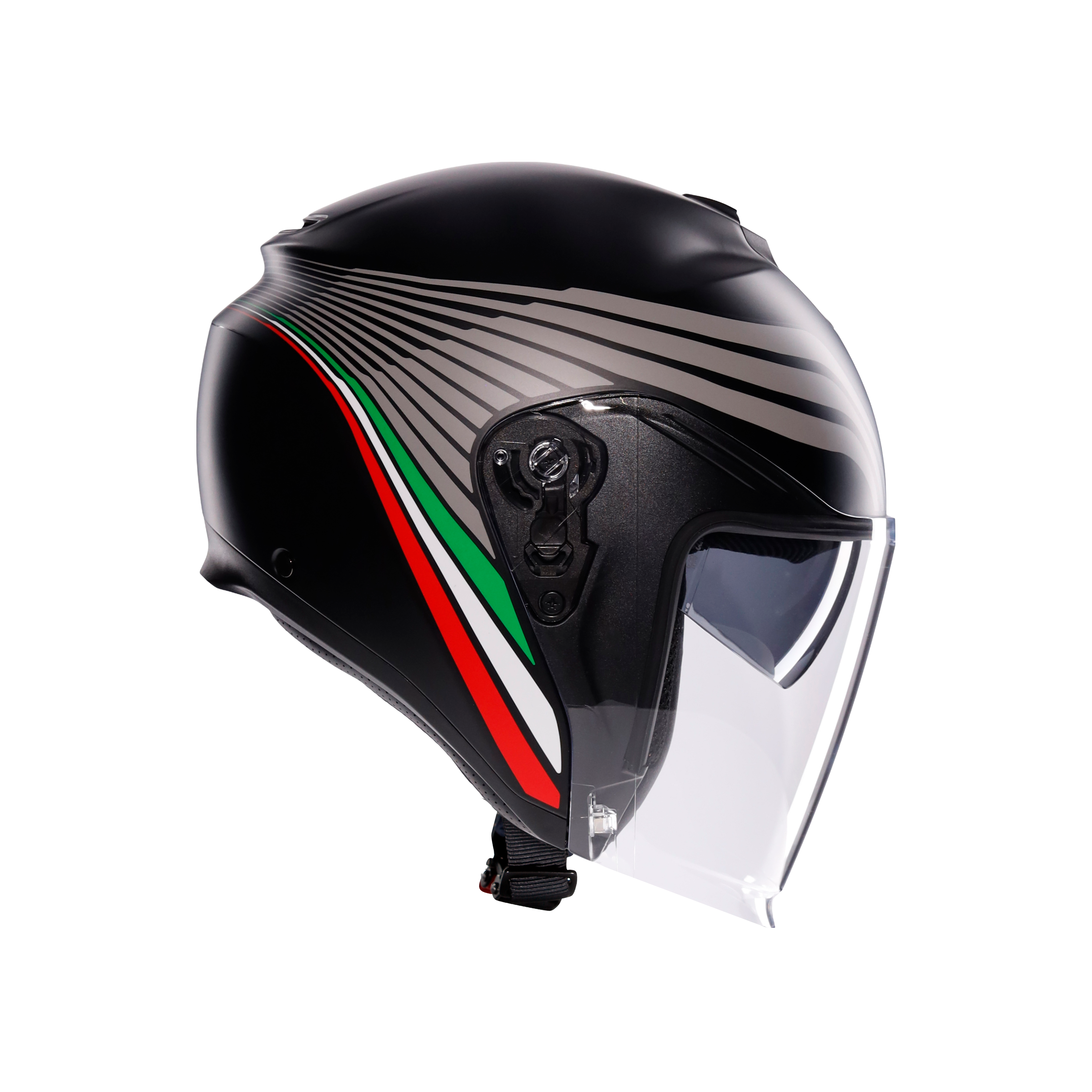 IRIDES BOLOGNA MATT BLACK/TRICOLORE - CASQUE MOTO JET E2206 -  - 1