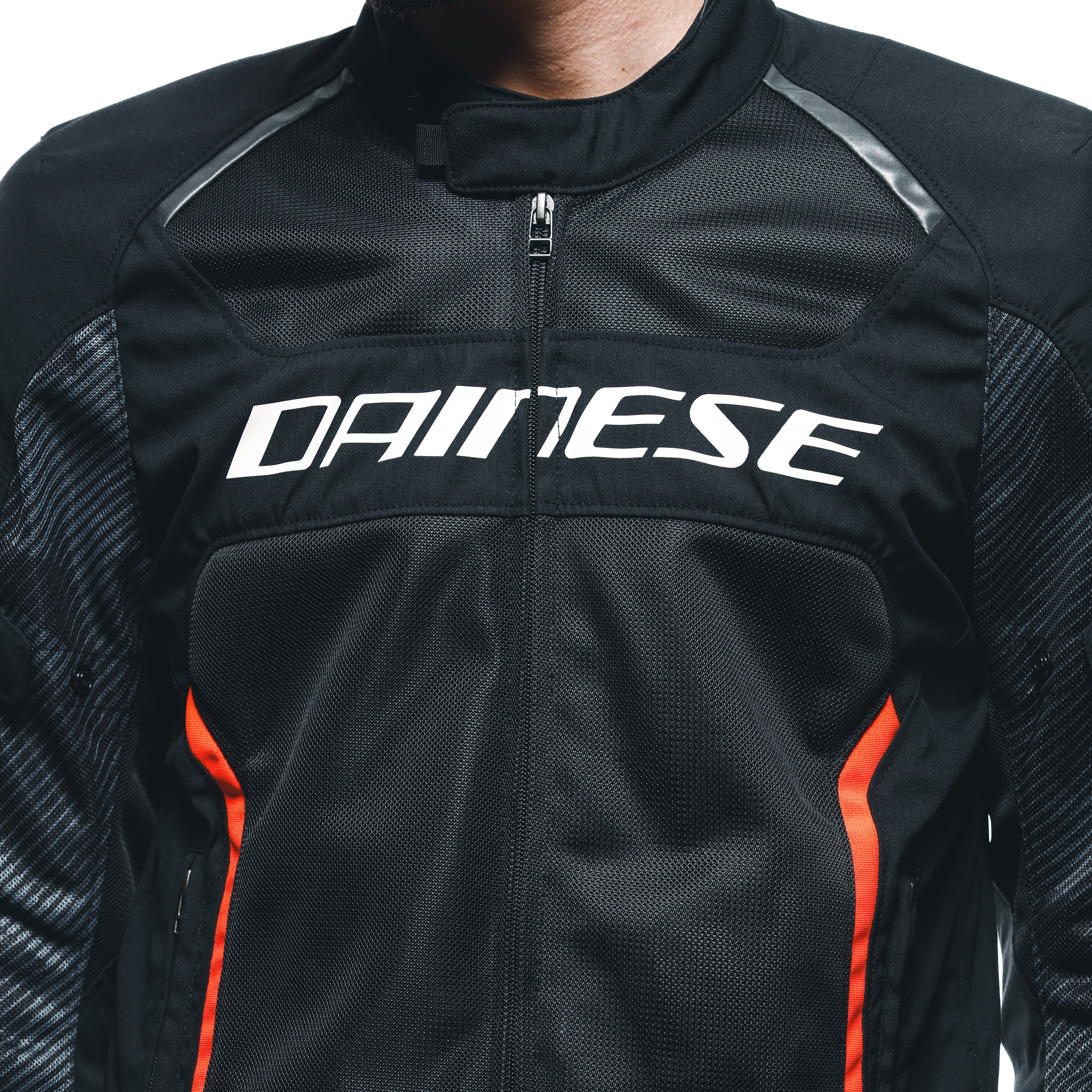 AIR FRAME 3 TEX - MEN'S SUMMER MOTORCYCLE JACKET IN FABRIC - BLACK/BLACK/RED-FLUO - 8