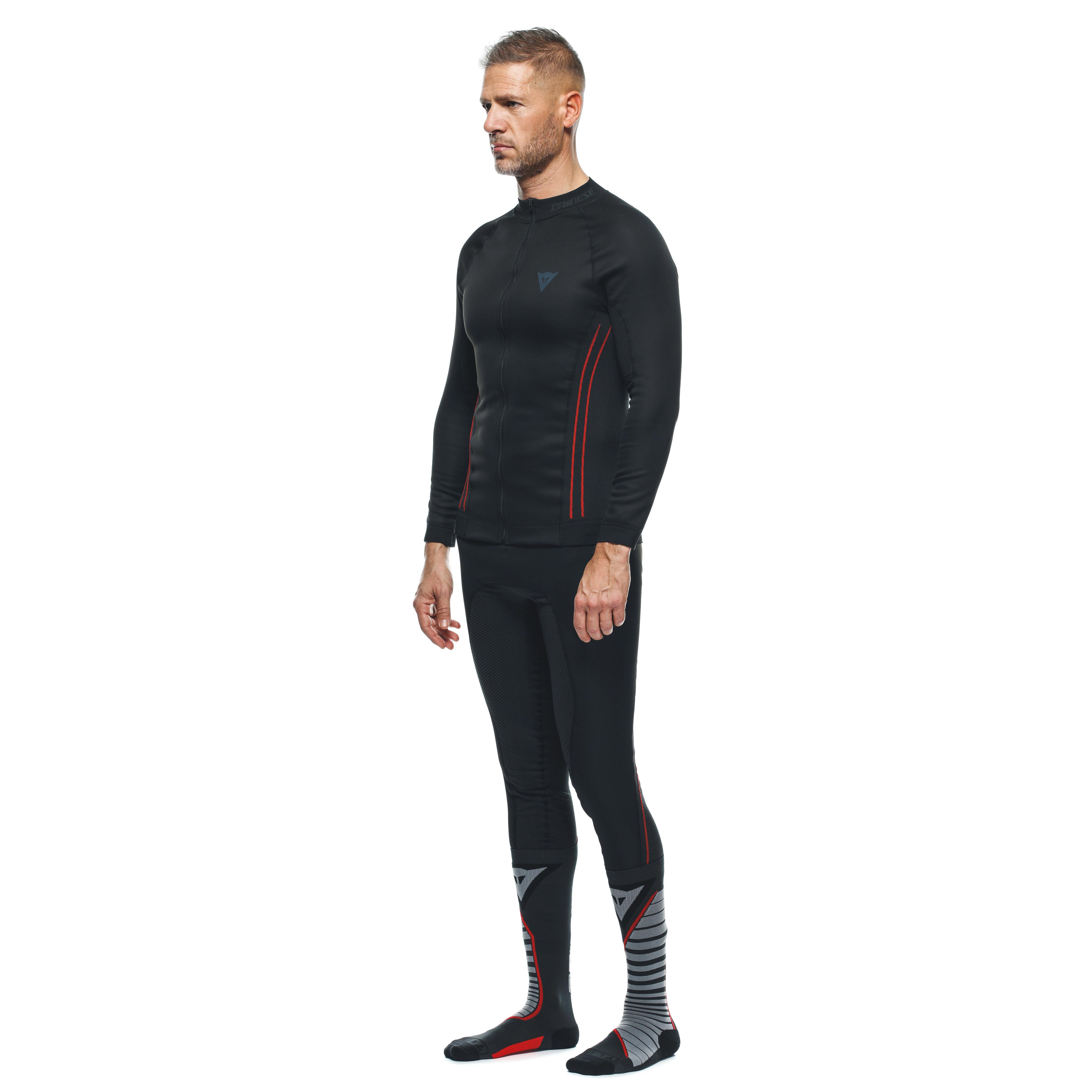 THERMAL MOTORCYCLE WINDPROOF LONG SLEEVE SHIRT MEN - MID LAYER WINTER - BLACK/RED - 4