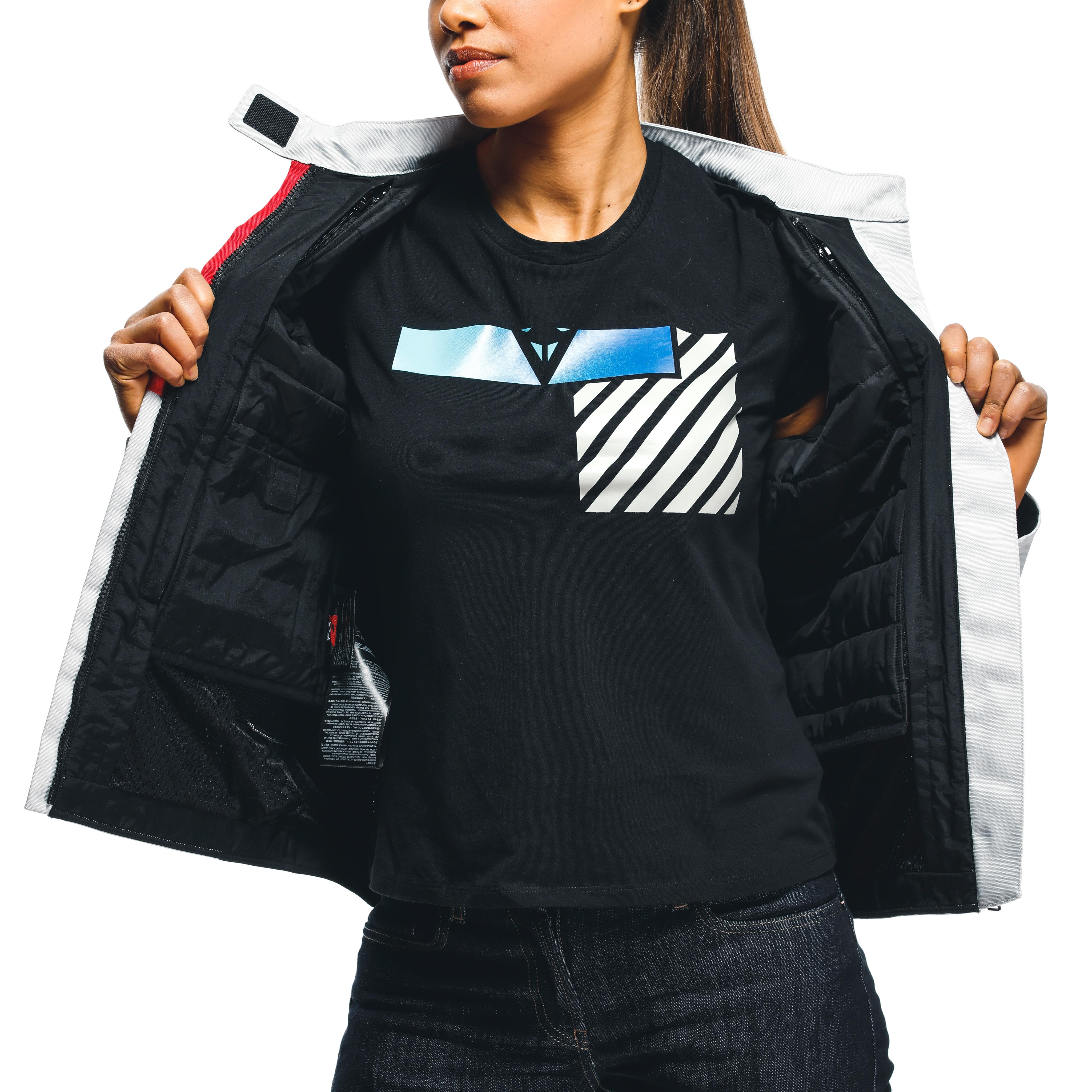 RISOLUTA AIR TEX - WOMEN'S MOTORCYCLE JACKET IN FABRIC - GLACIER-GRAY/LAVA-RED - 10