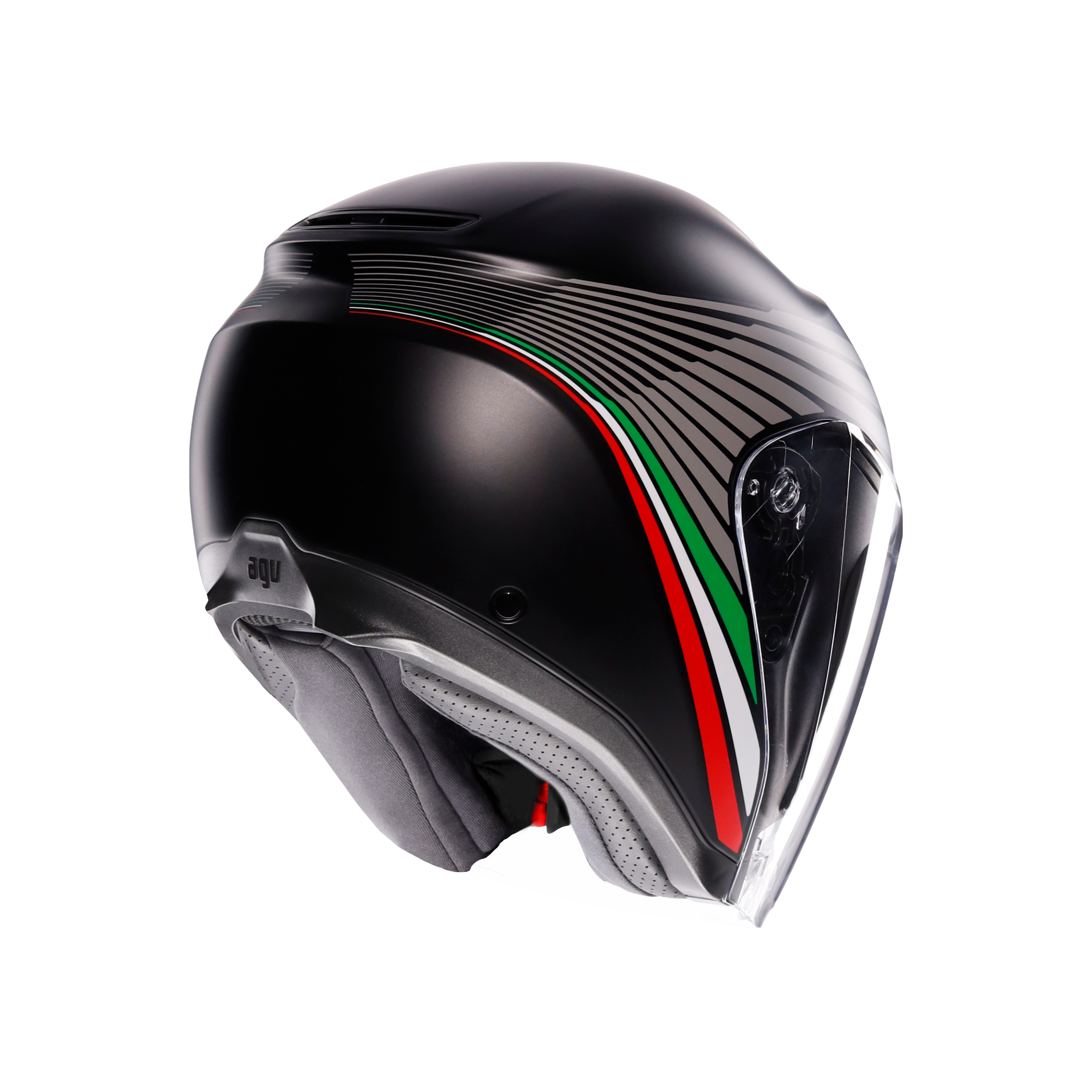 IRIDES BOLOGNA MATT BLACK/TRICOLORE - CASQUE MOTO JET E2206 -  - 4