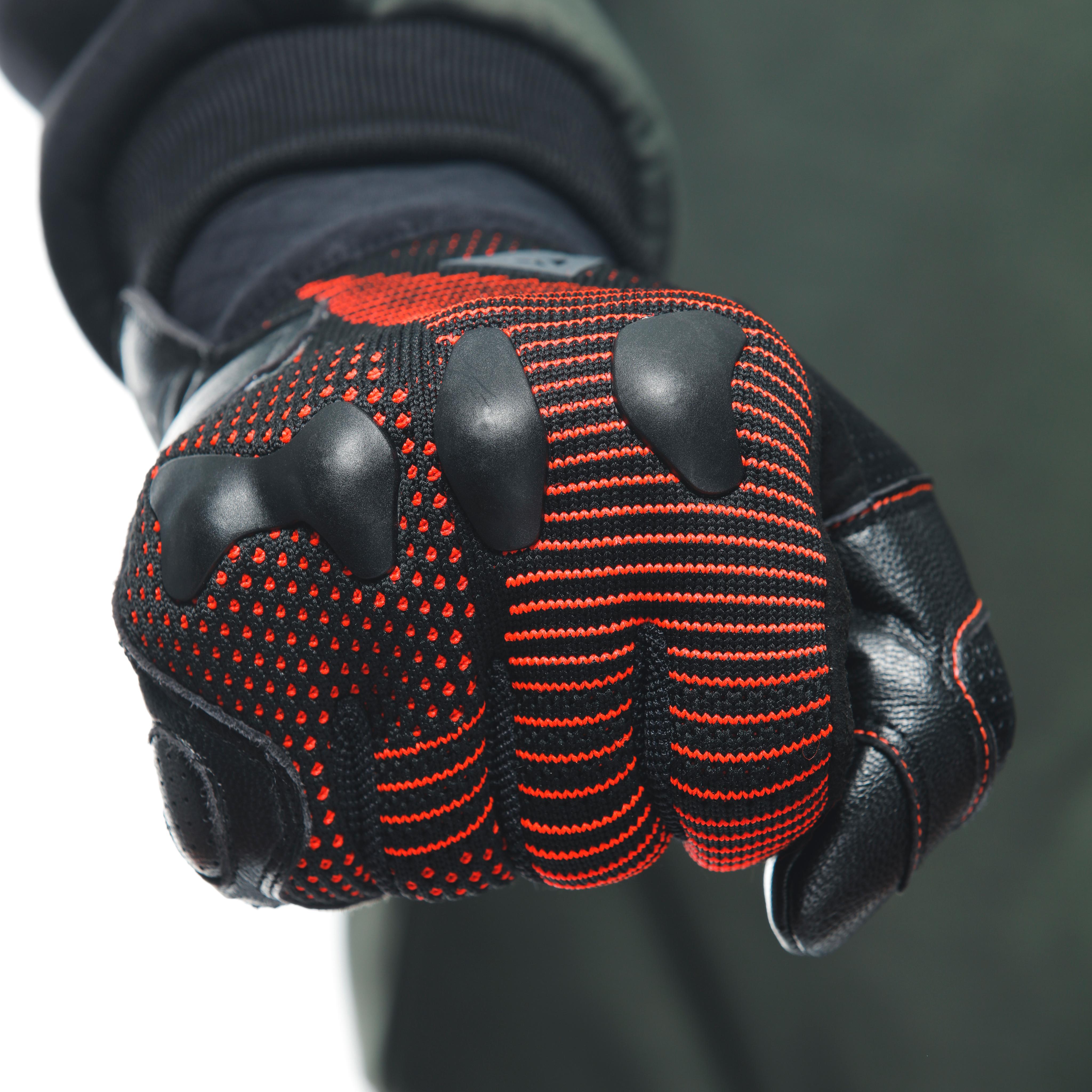 UNRULY ERGO-TEK - MEN'S MOTORCYCLE TEXTILE GLOVES - BLACK/FLUO-RED - 21