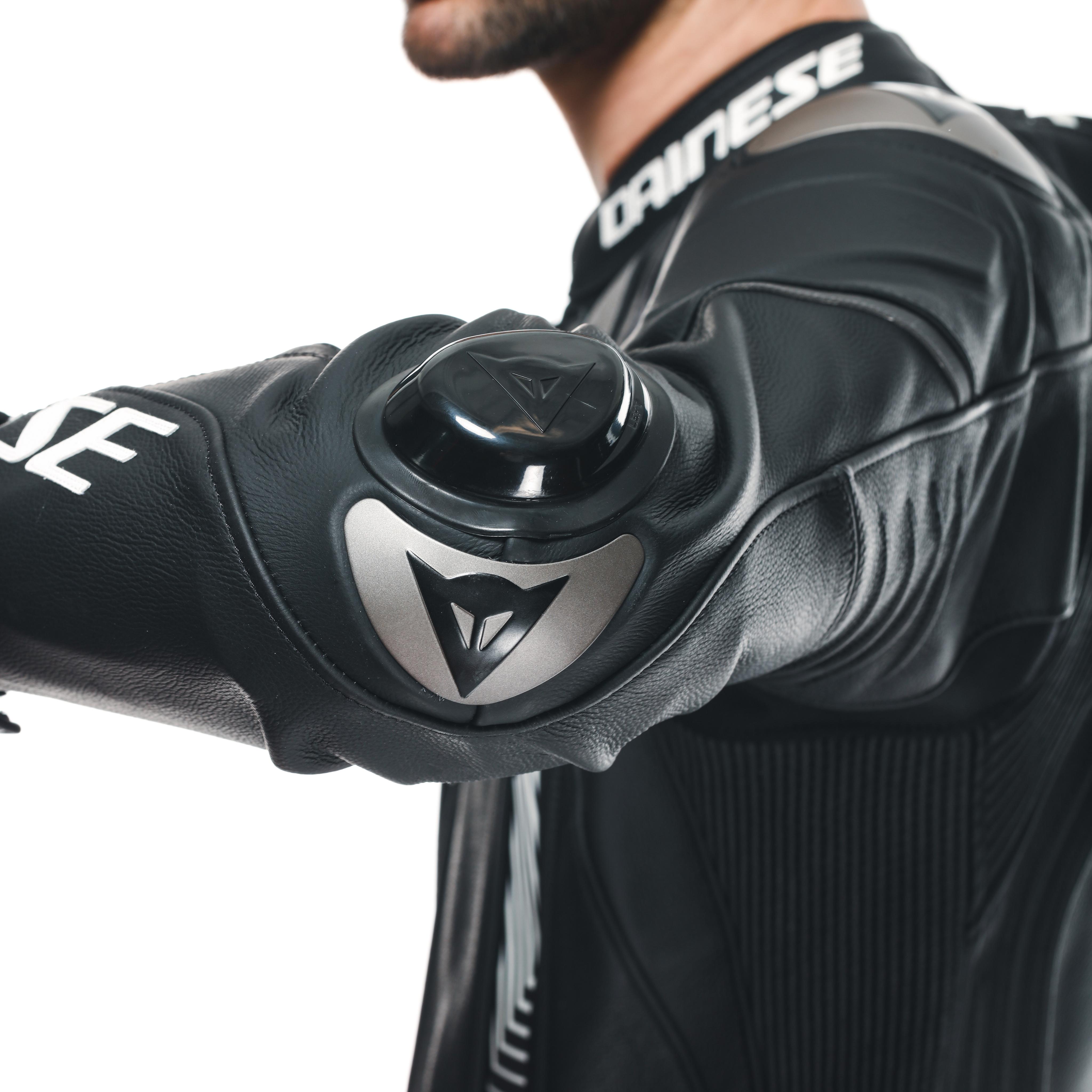 LAGUNA SECA 5 - MEN'S 2-PIECE MOTORCYCLE PERFORATED LEATHER SUIT - BLACK/BLACK/WHITE - 11