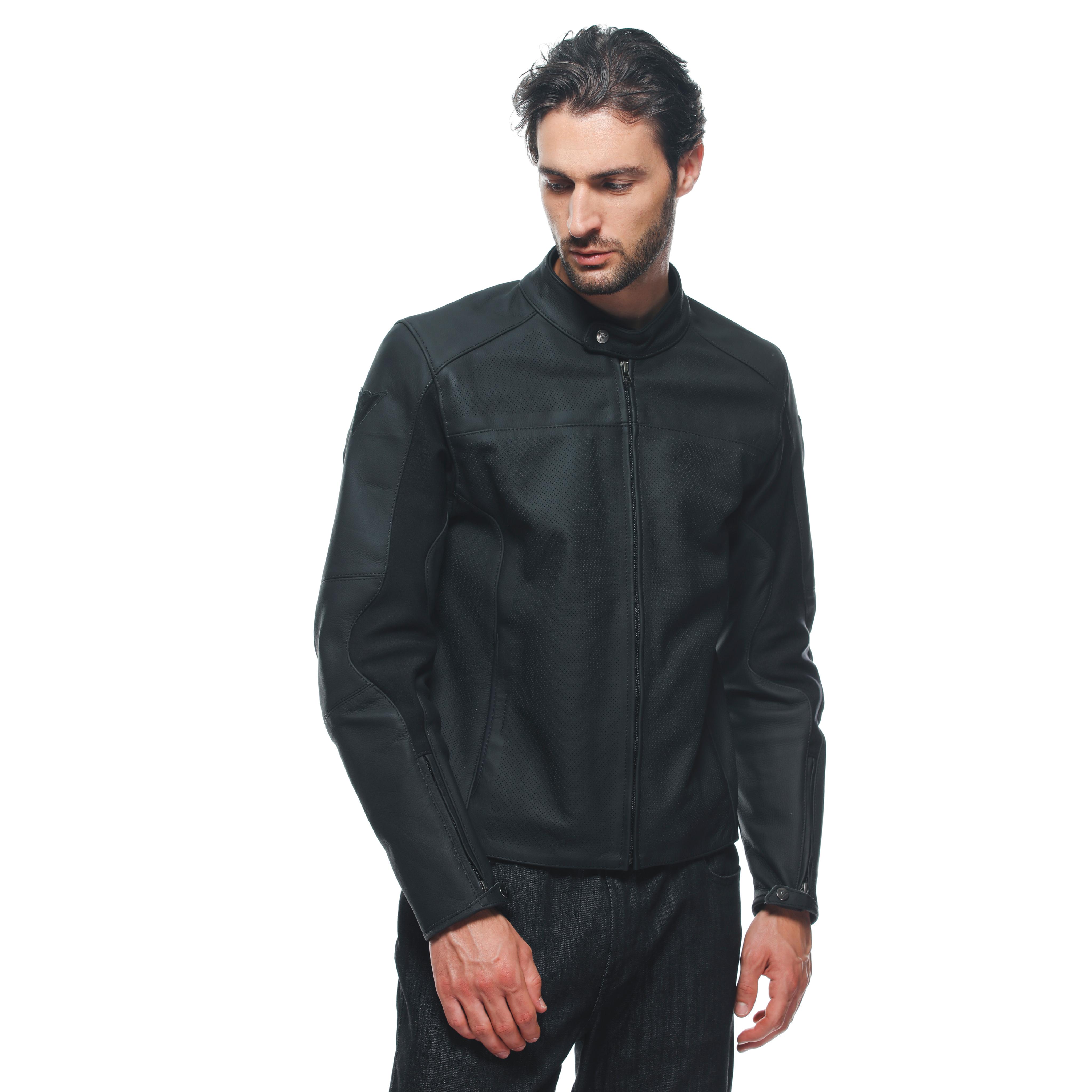 RAZON 2 - MEN'S MOTORCYCLE PERFORATED LEATHER JACKET - BLACK - 6