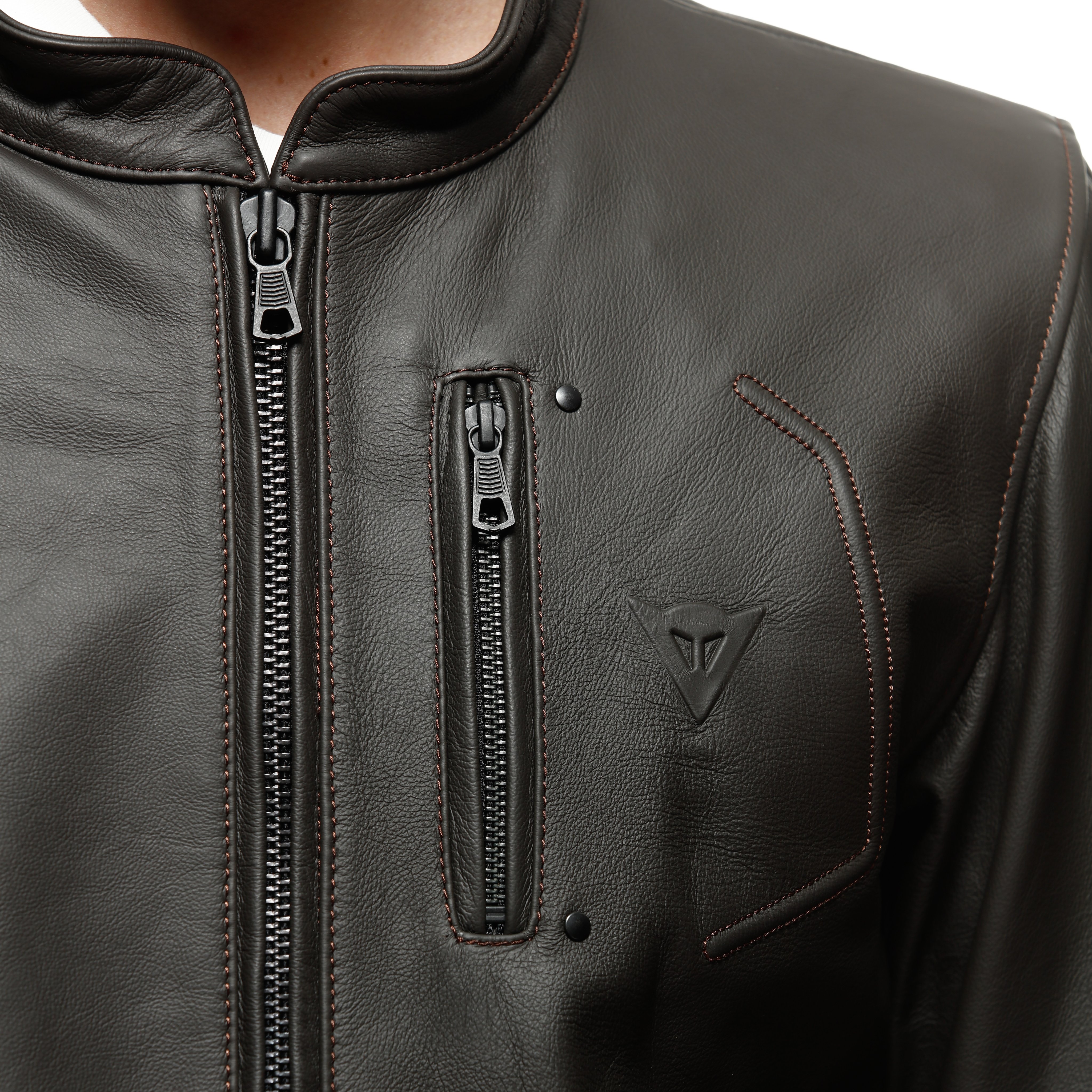 FULCRO - MEN'S MOTORCYCLE LEATHER JACKET - DARK-BROWN - 7