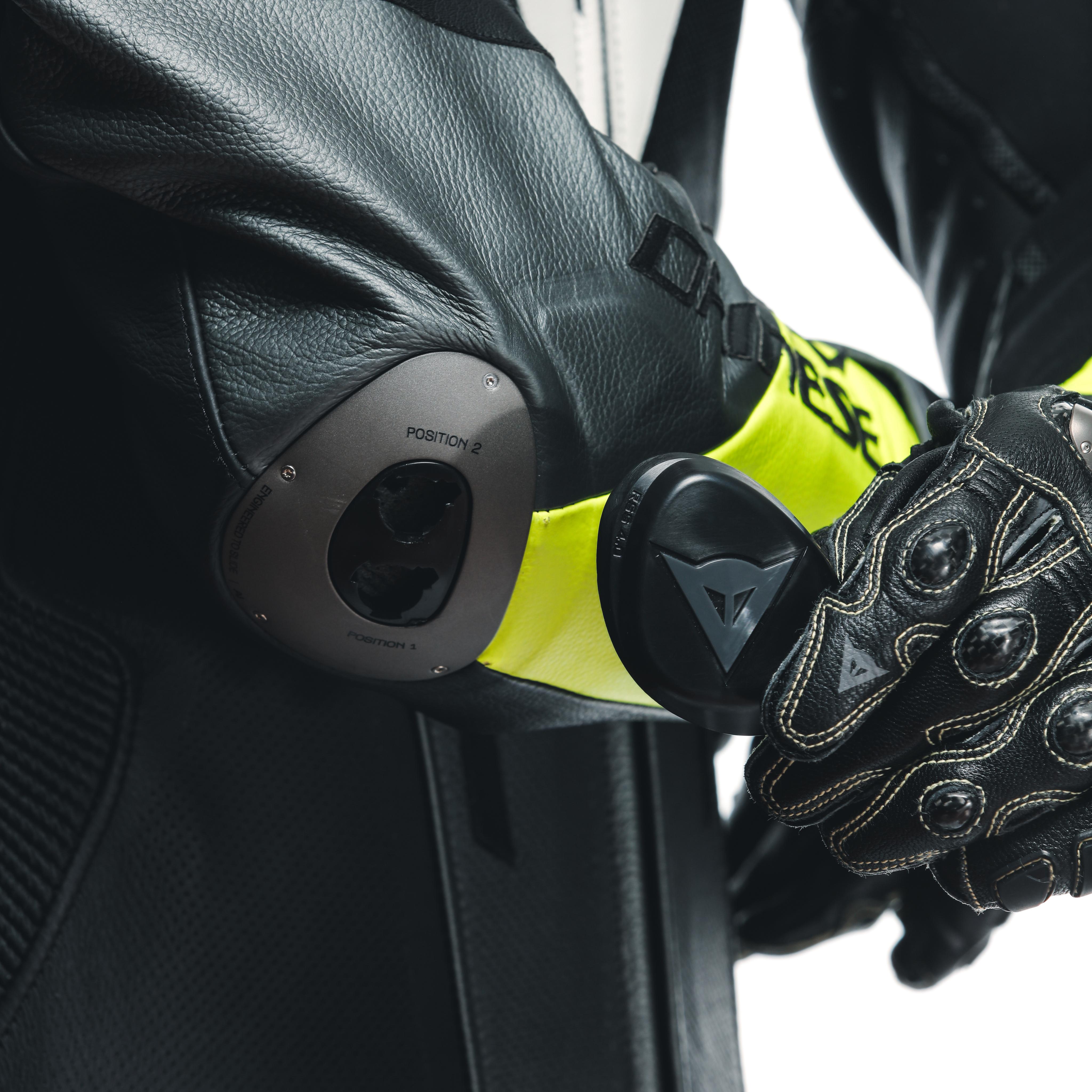 MISANO 3 D-AIR&reg; - TUTA MOTO INTERA IN PELLE TRAFORATA UOMO - BLACK/ANTHRACITE/YELLOW-FLUO - 15