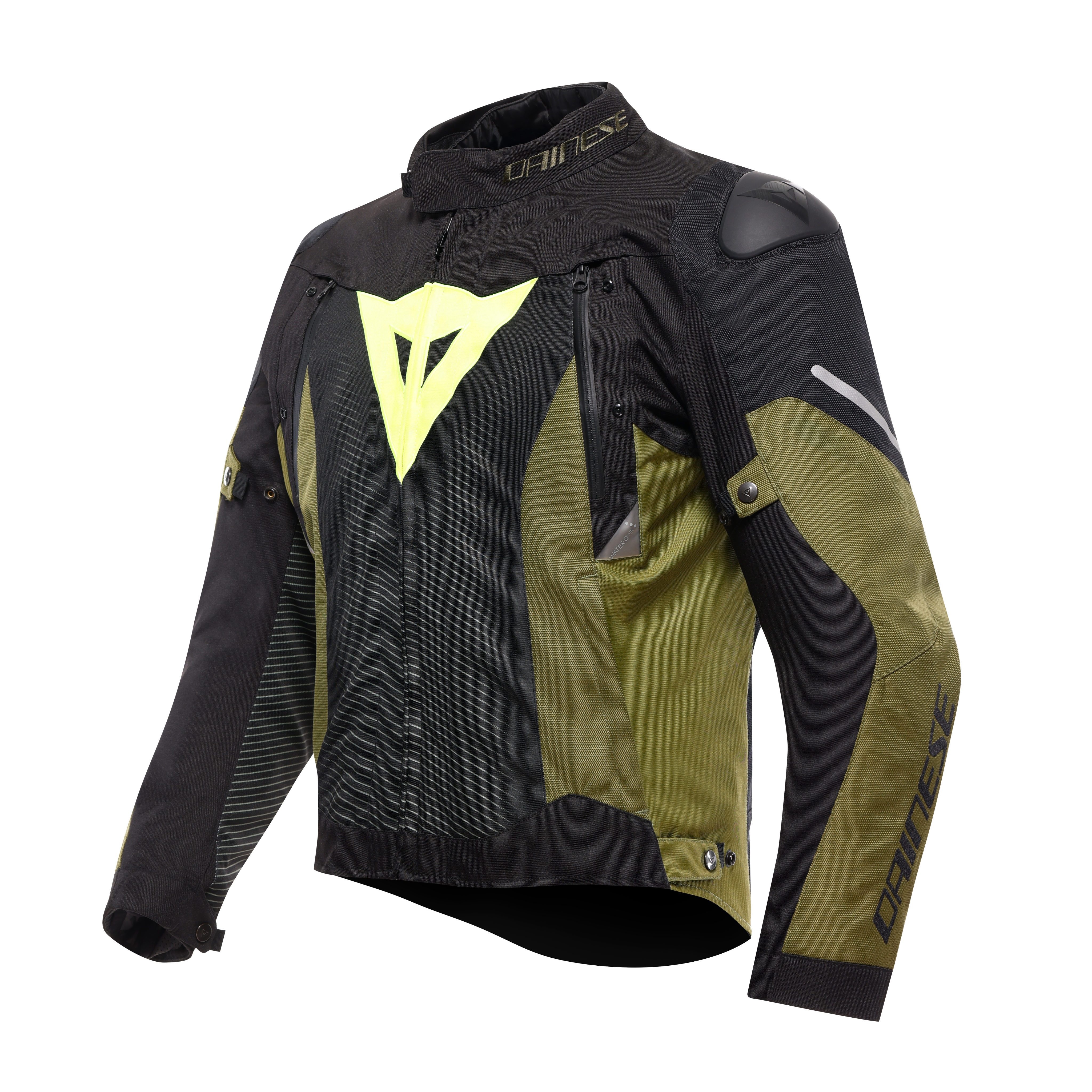 SUPER SPRINT D-DRY - MEN'S WATERPROOF MOTORCYCLE JACKET - BLACK/GREEN/FLUO YELLOW - 1