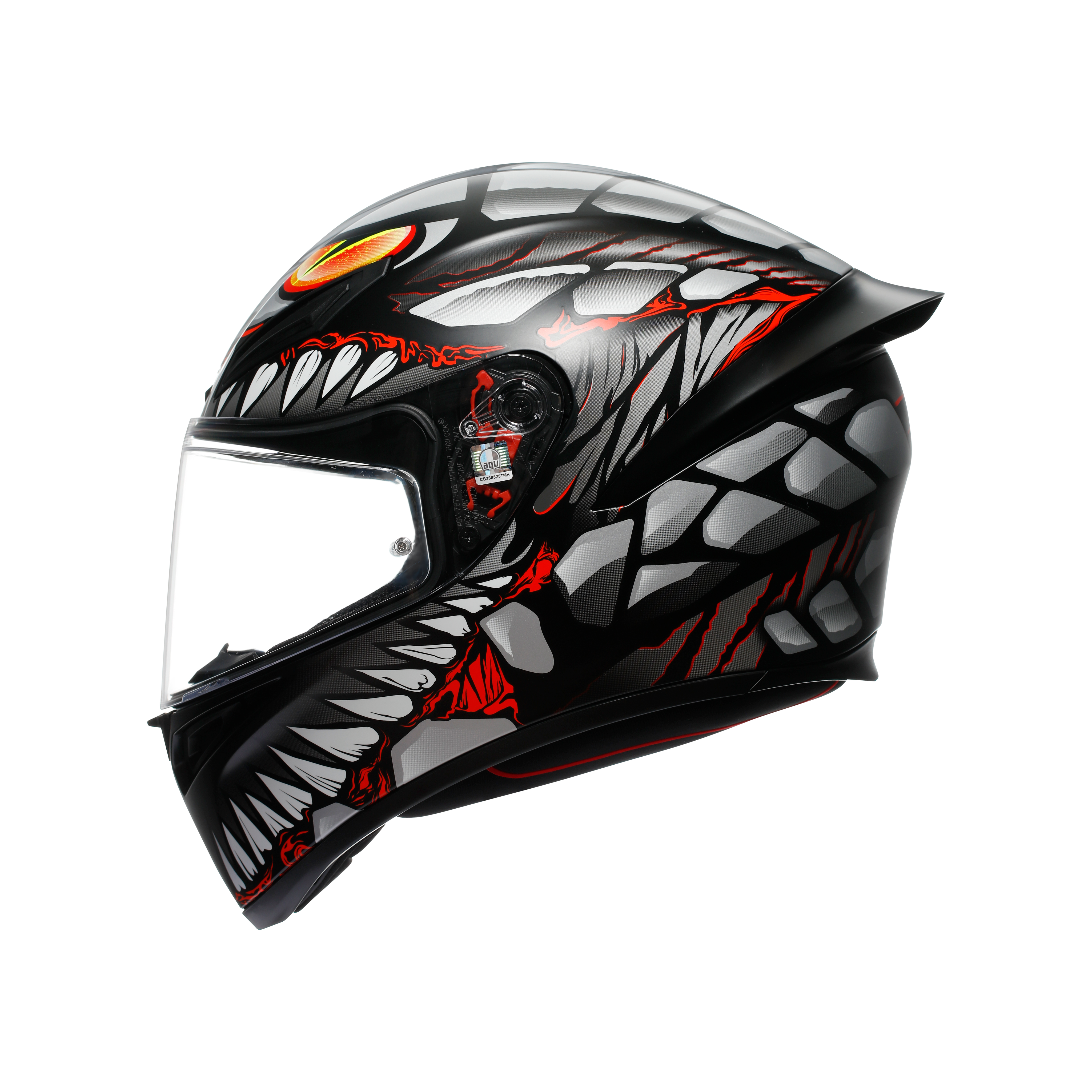K1 S LYZARD MATT BLACK/GREY/RED - MOTORBIKE FULL FACE HELMET E2206 -  - 2