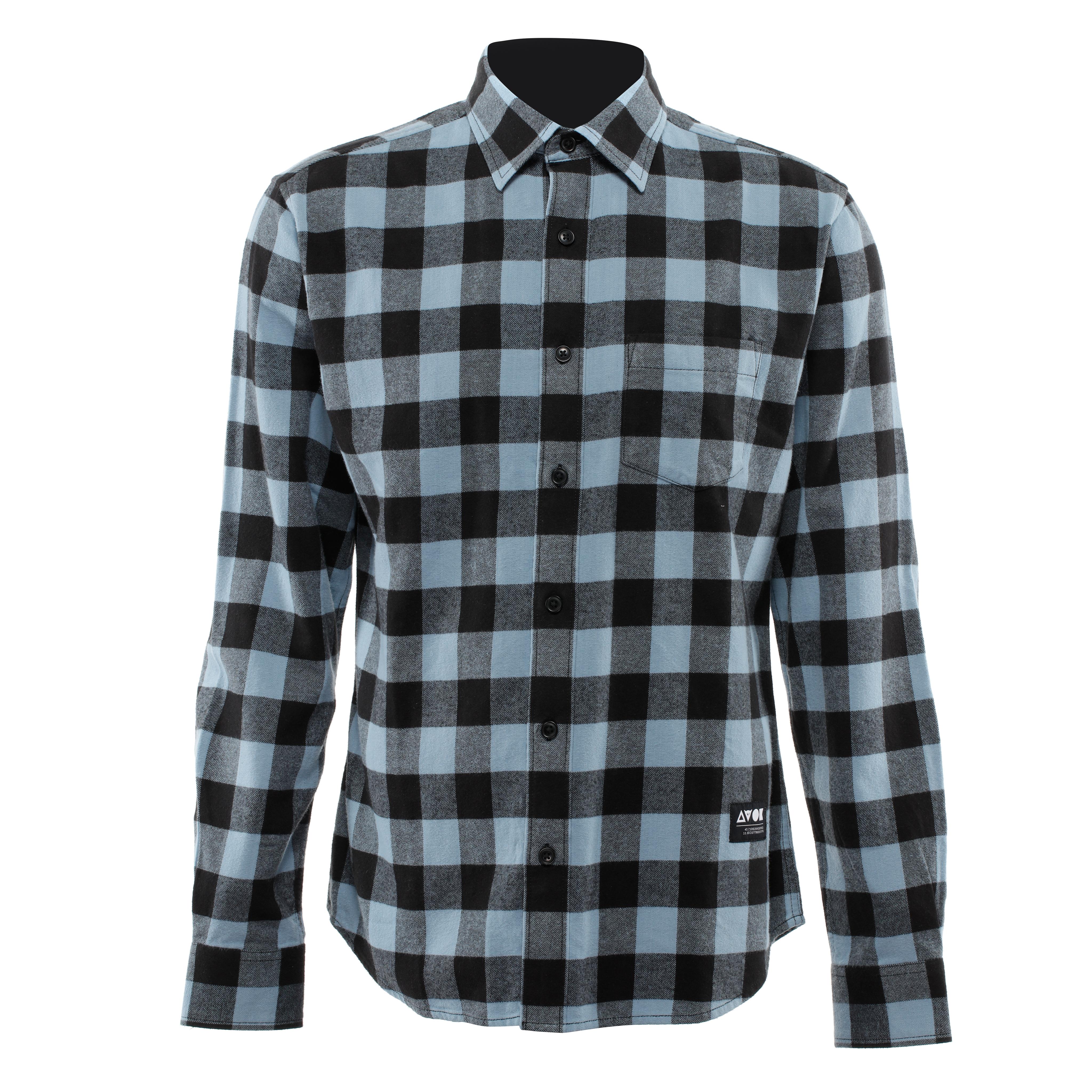FLANELLHEMD - 100% WEICHE BAUMWOLLE  - LIGHTBLUE/BLACK - 1