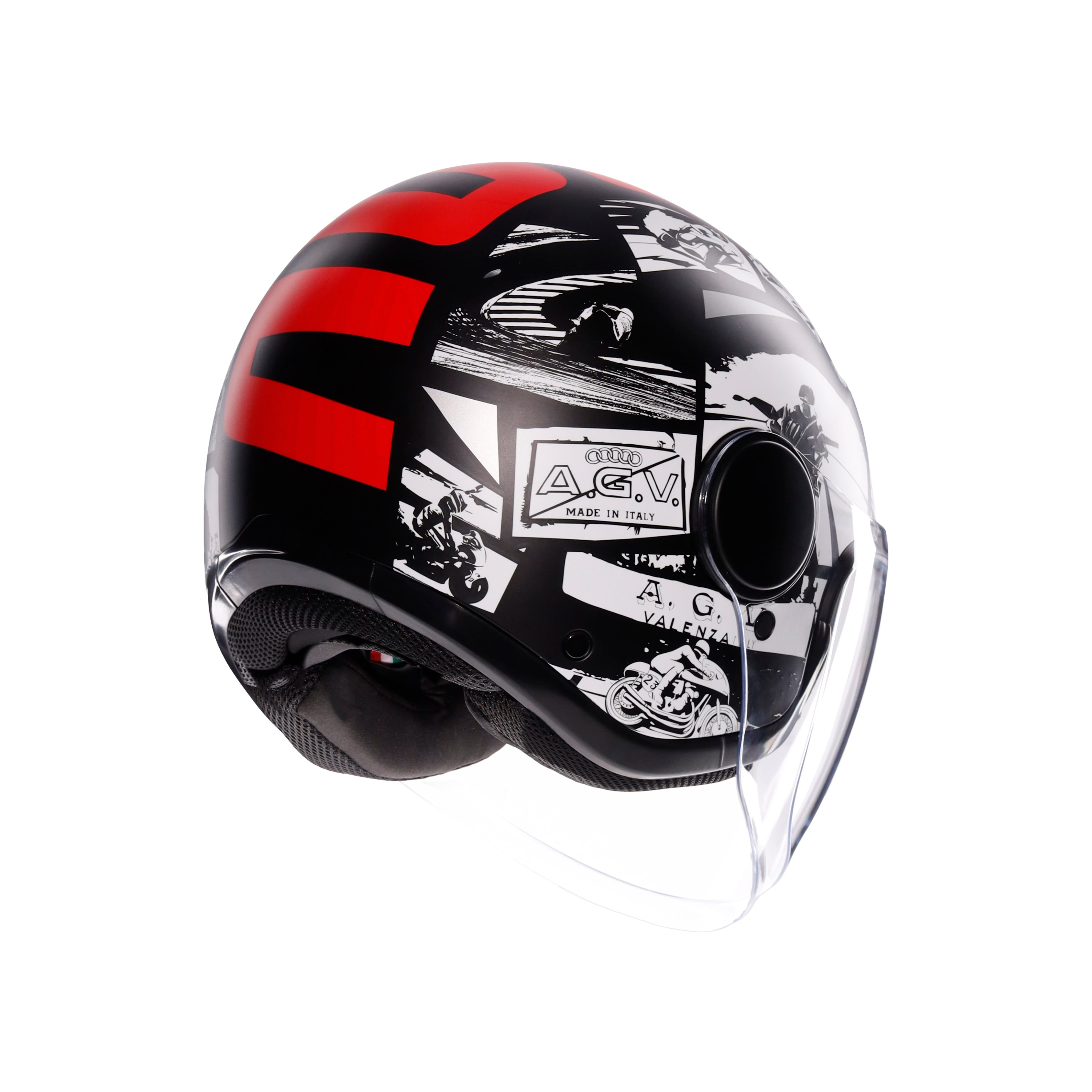 ETERES HISTORY MATT BLACK/WHITE/RED - CASQUE MOTO JET E2206 -  - 6